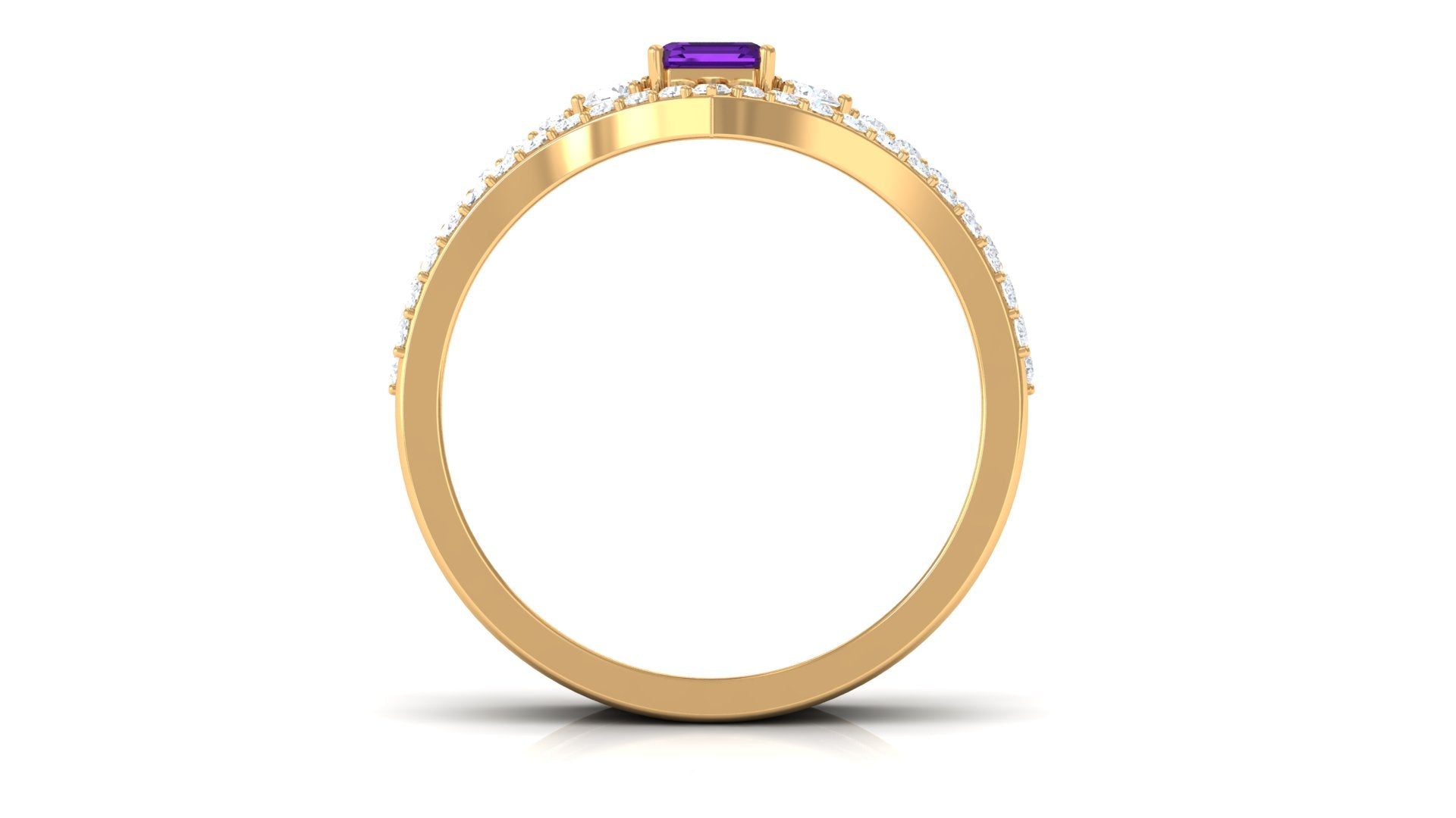 Natural 1.4 Carat Emerald Cut Amethyst Diamond 3 Piece Bridal Ring Set