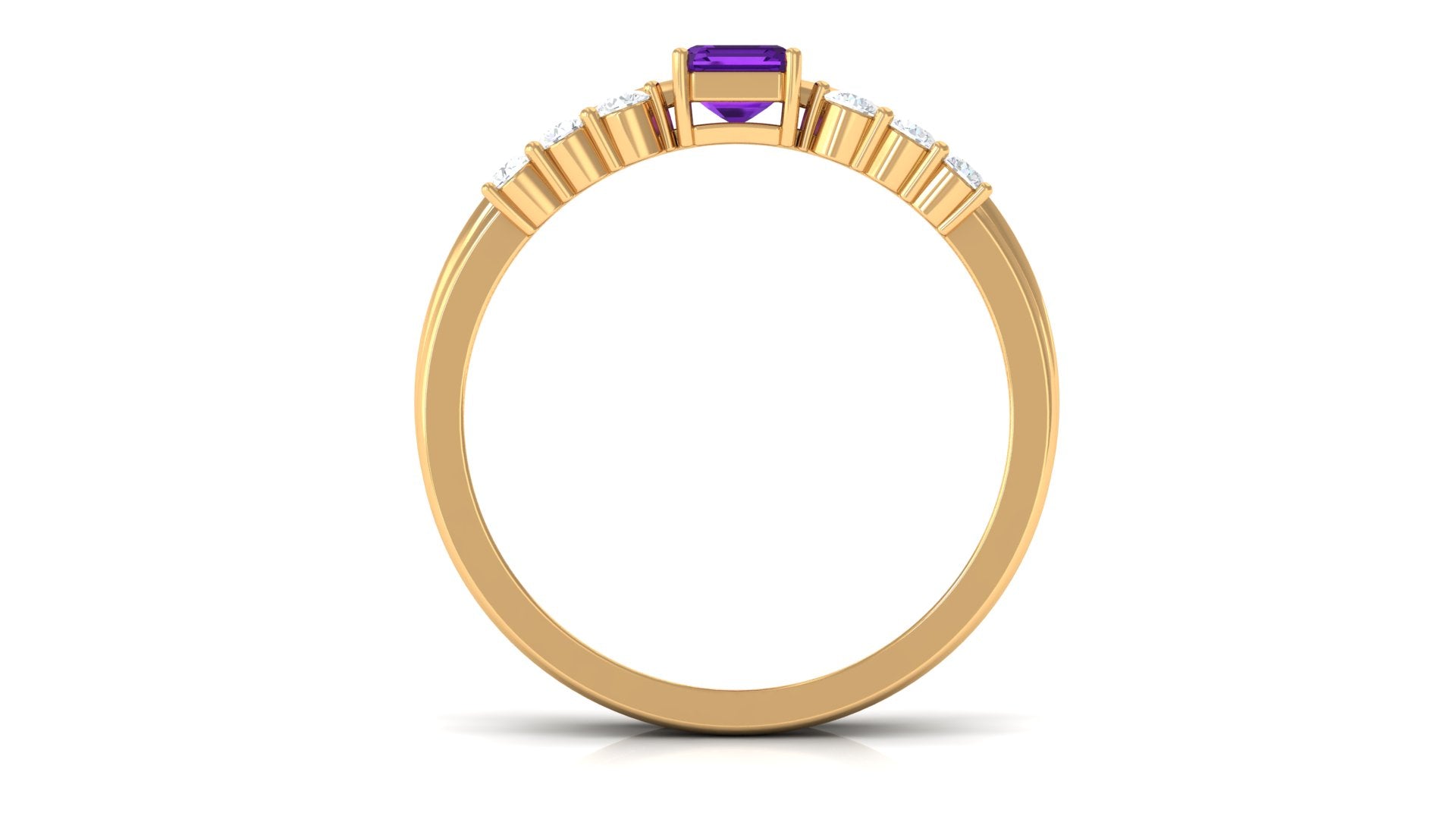 1.4 Carat Emerald Cut Amethyst Engagement Ring with Diamond Enhancer