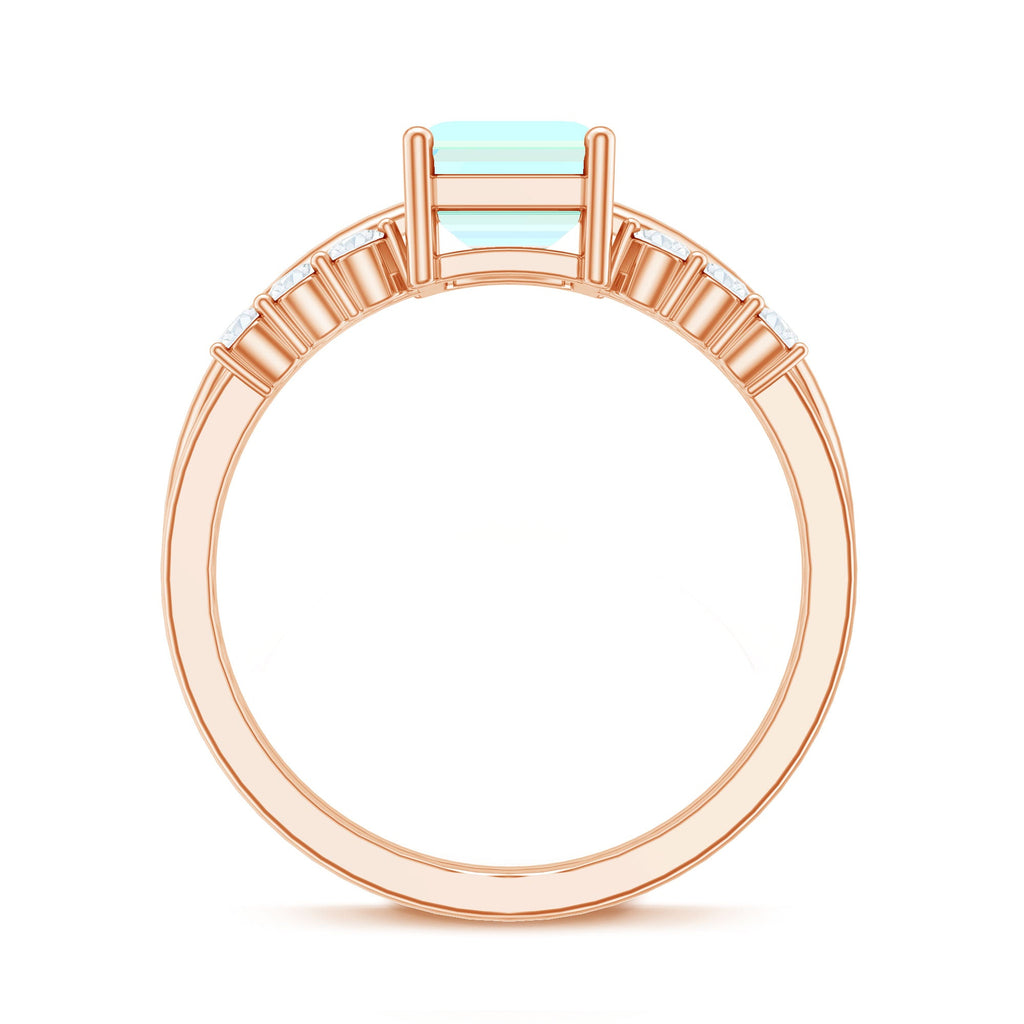 6x8mm Emerald Cut Ethiopian Opal Solitaire Ring Set with Diamond Enhancer