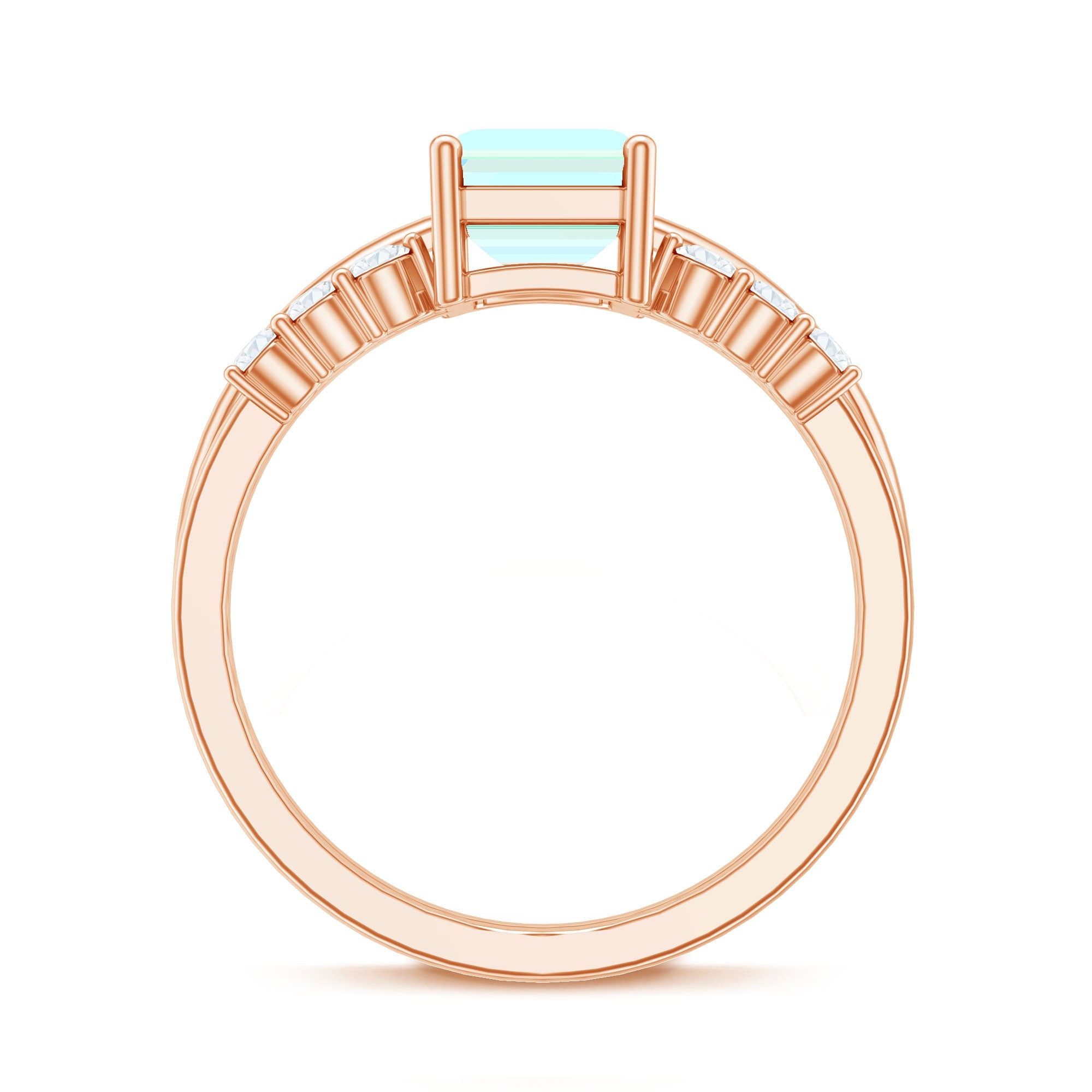 6x8mm Emerald Cut Ethiopian Opal Solitaire Ring Set with Diamond Enhancer
