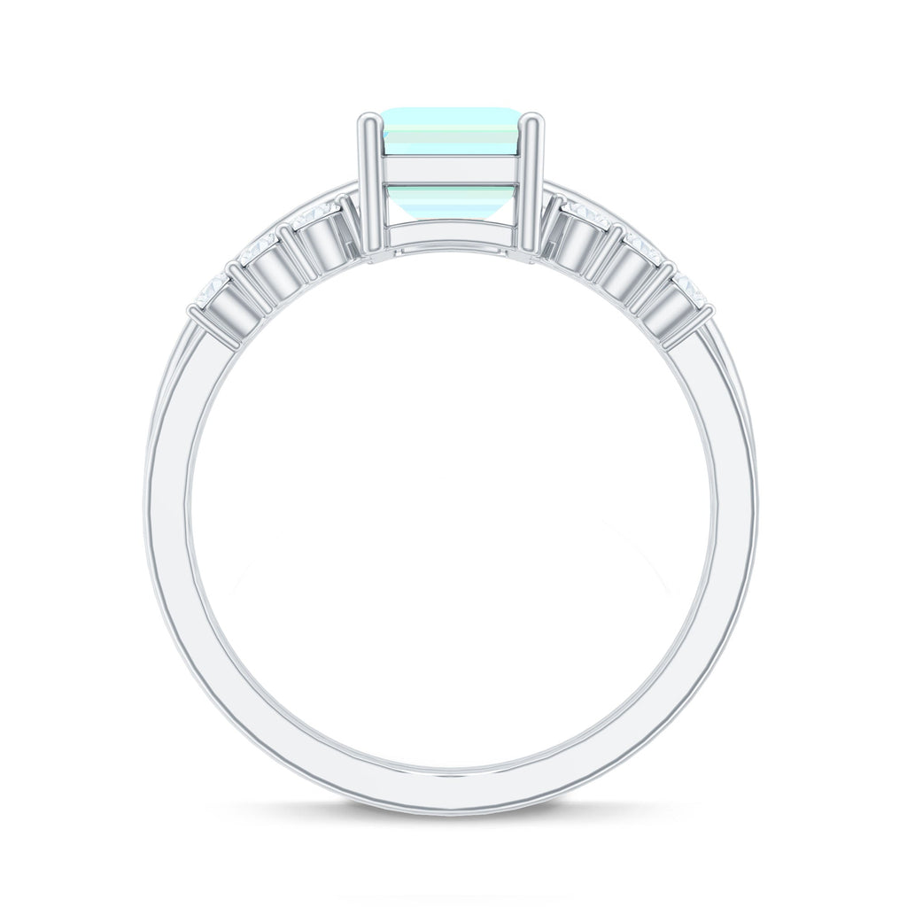 6x8mm Emerald Cut Ethiopian Opal Solitaire Ring Set with Diamond Enhancer