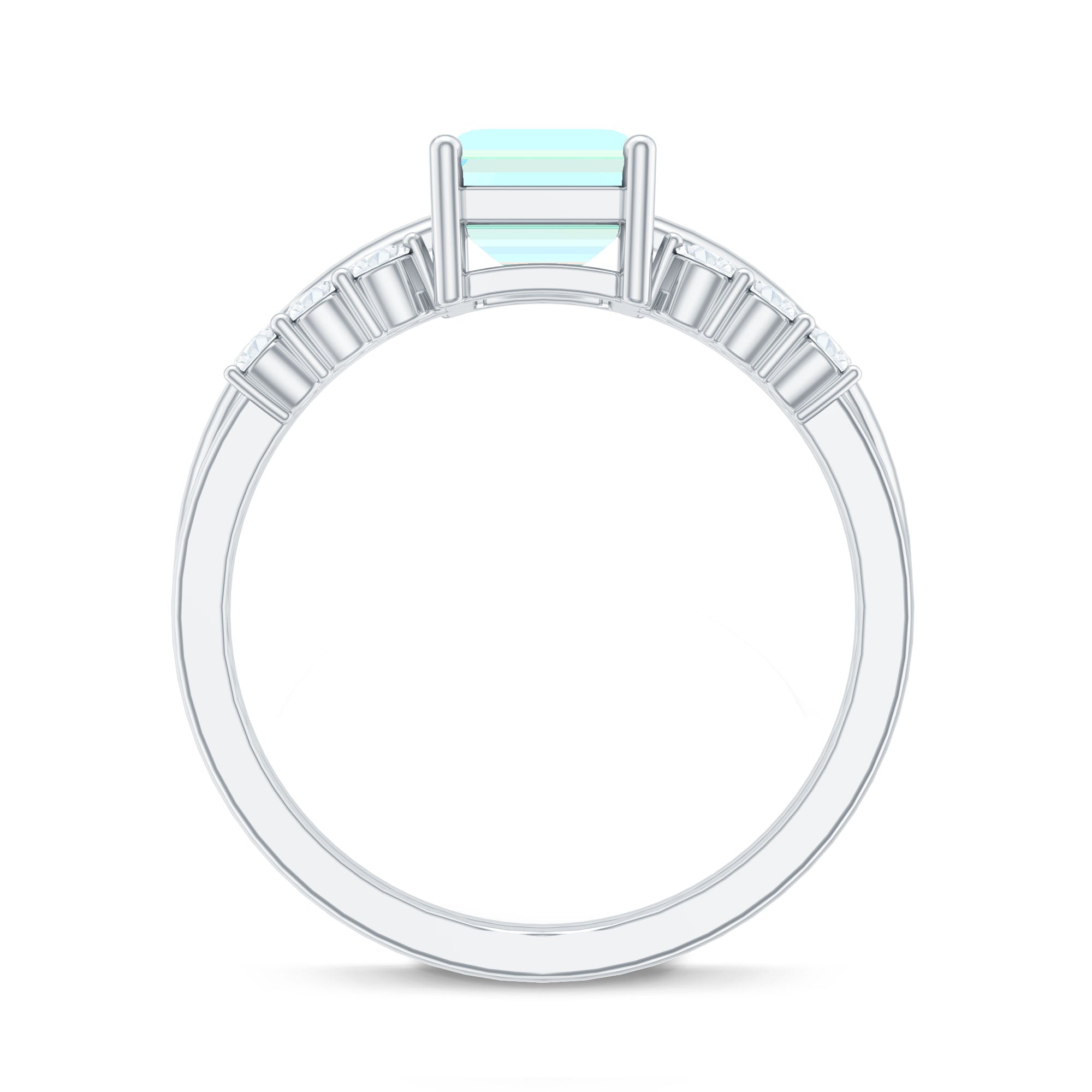 6x8mm Emerald Cut Ethiopian Opal Solitaire Ring Set with Diamond Enhancer