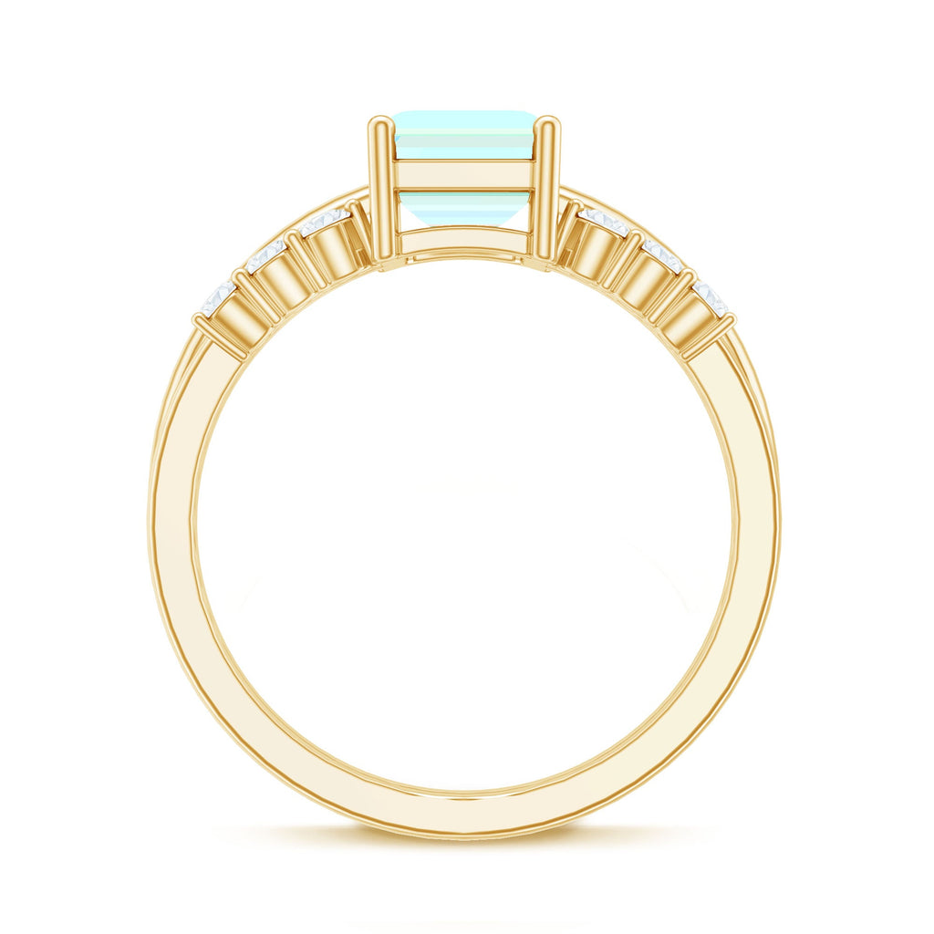 6x8mm Emerald Cut Ethiopian Opal Solitaire Ring Set with Diamond Enhancer