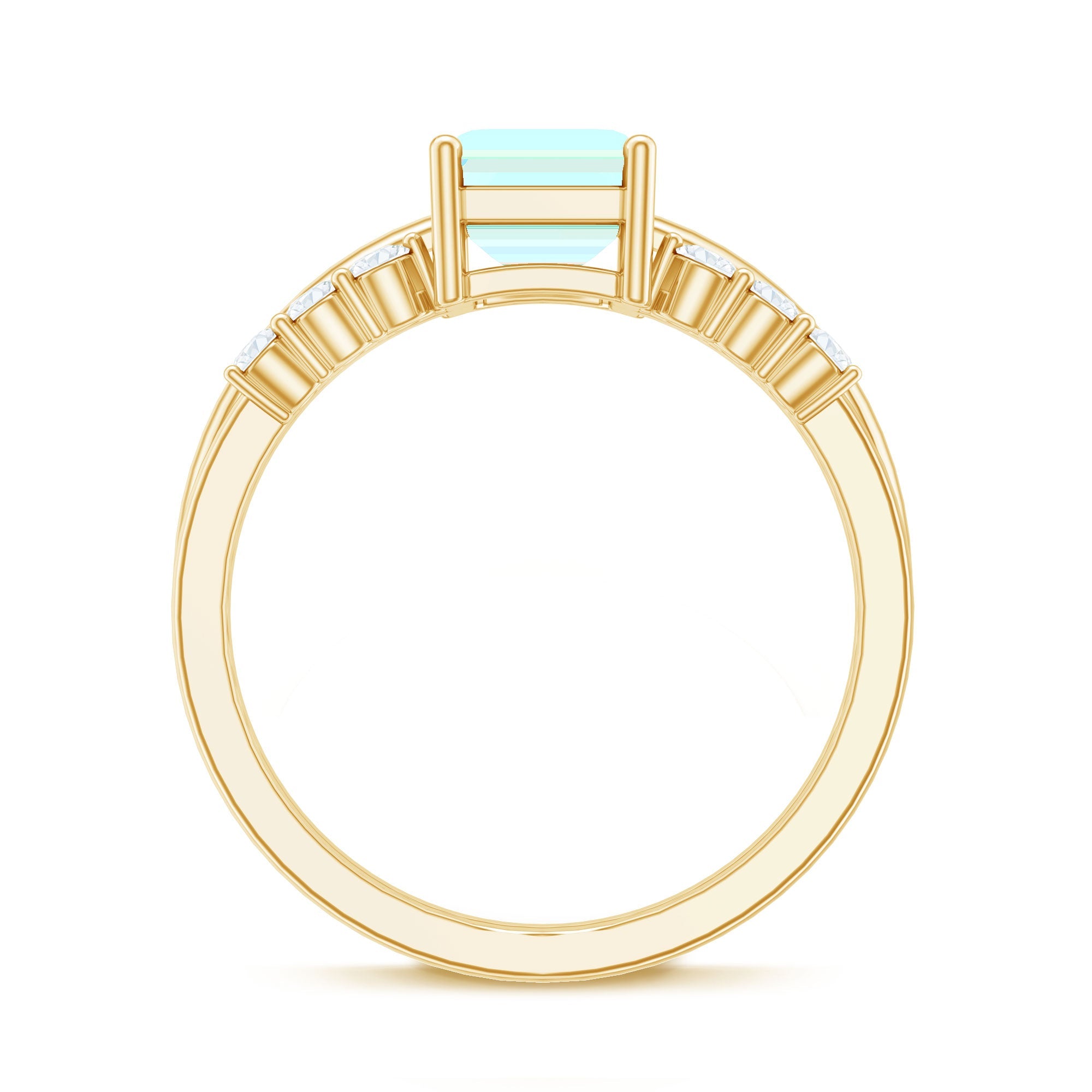 6x8mm Emerald Cut Ethiopian Opal Solitaire Ring Set with Diamond Enhancer