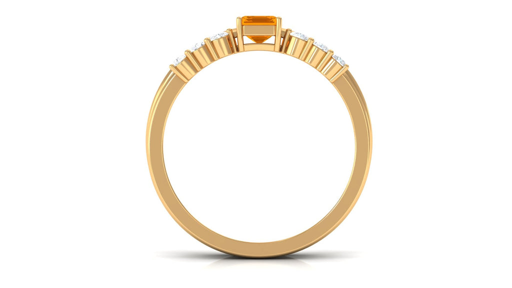 Real Fire Opal Solitaire Ring set with Diamond