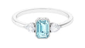 Natural Aquamarine and Diamond 3 Stone Engagement Ring with Certificate