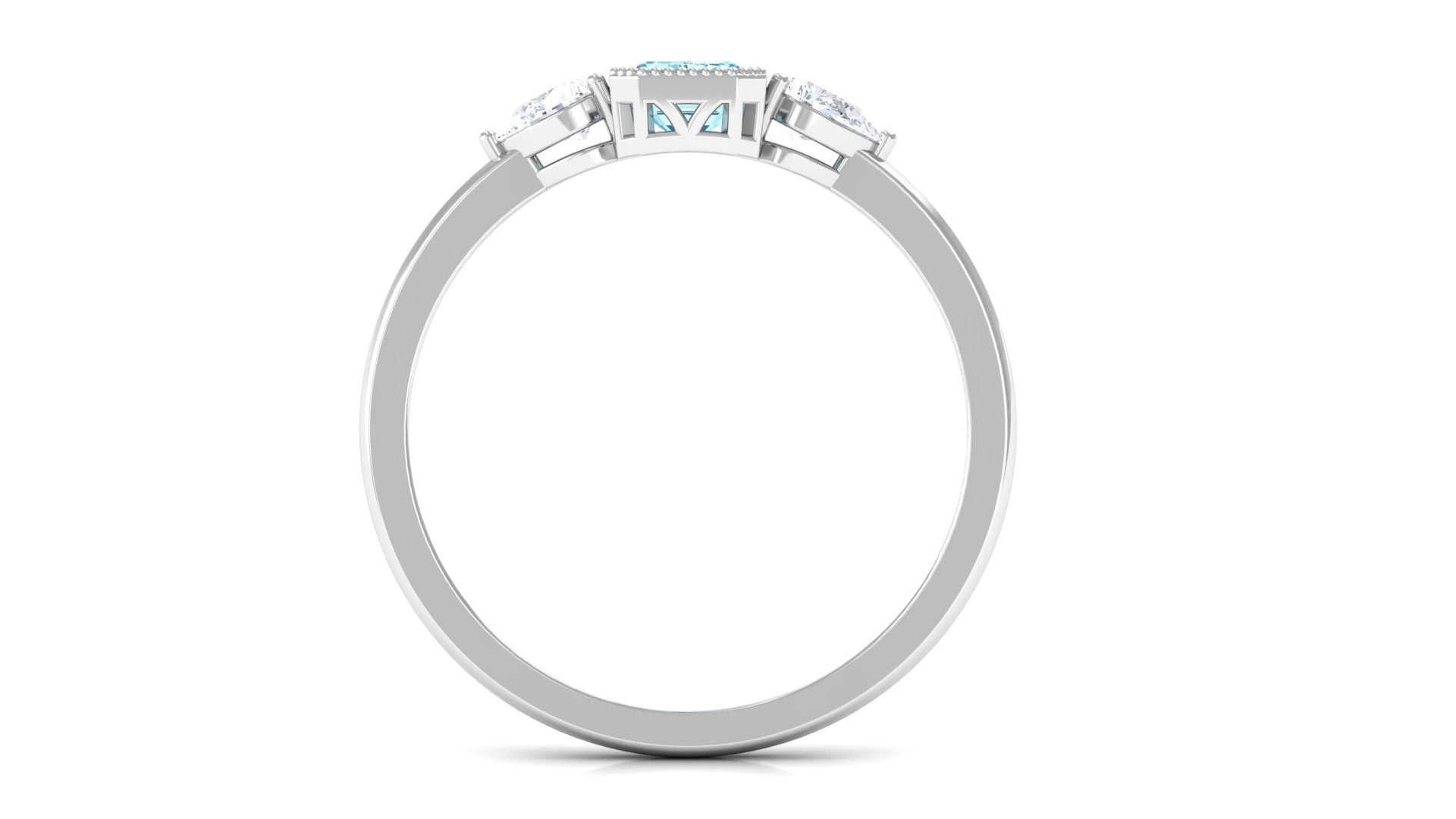 Natural Aquamarine and Diamond 3 Stone Engagement Ring with Certificate