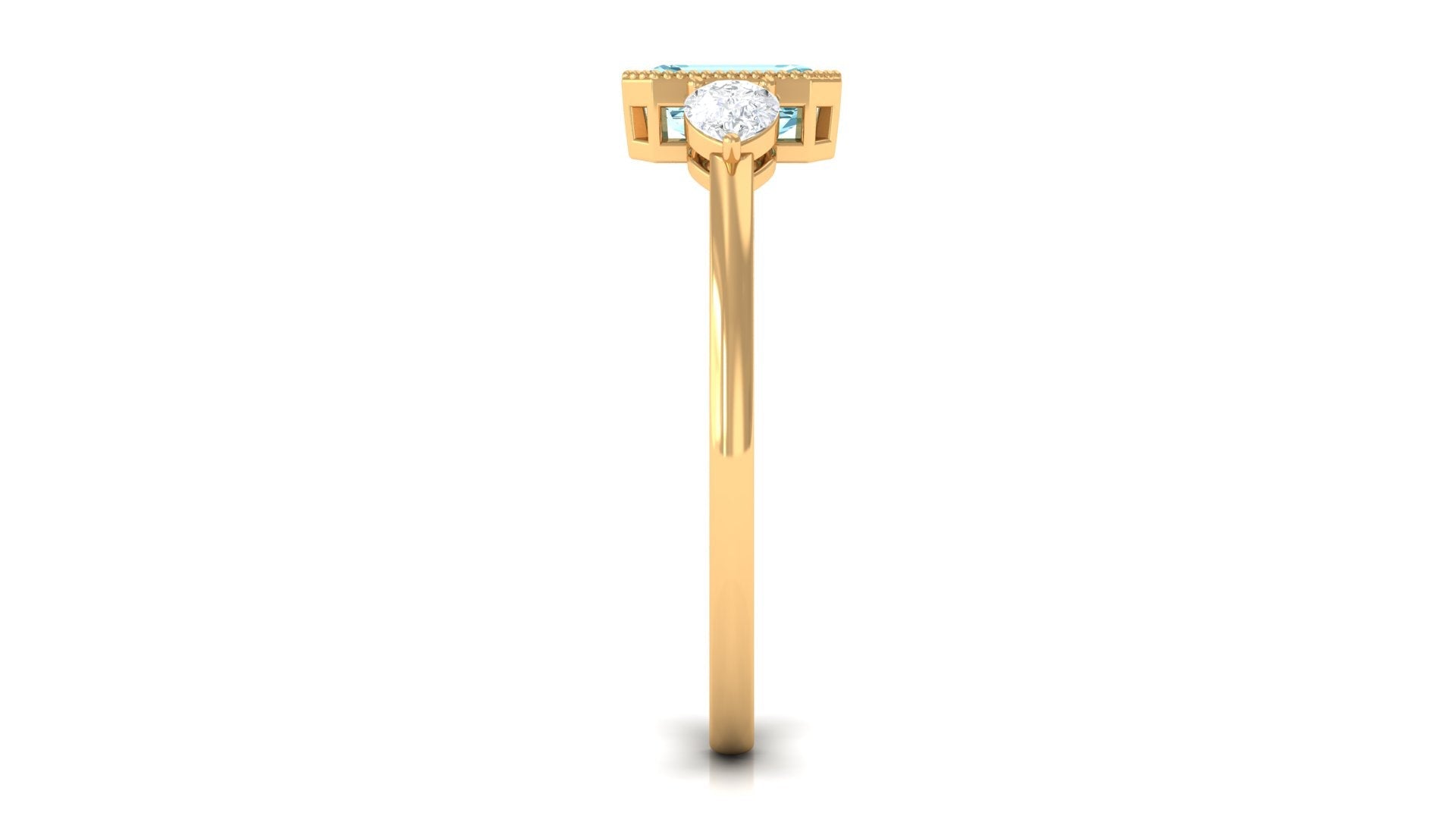 Natural Aquamarine and Diamond 3 Stone Engagement Ring with Certificate