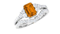 Real Citrine Emerald Cut Engagement Ring with Wedding Band