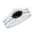 Natural Marquise Black Spinel Diamond 3 Piece Bridal Ring Set