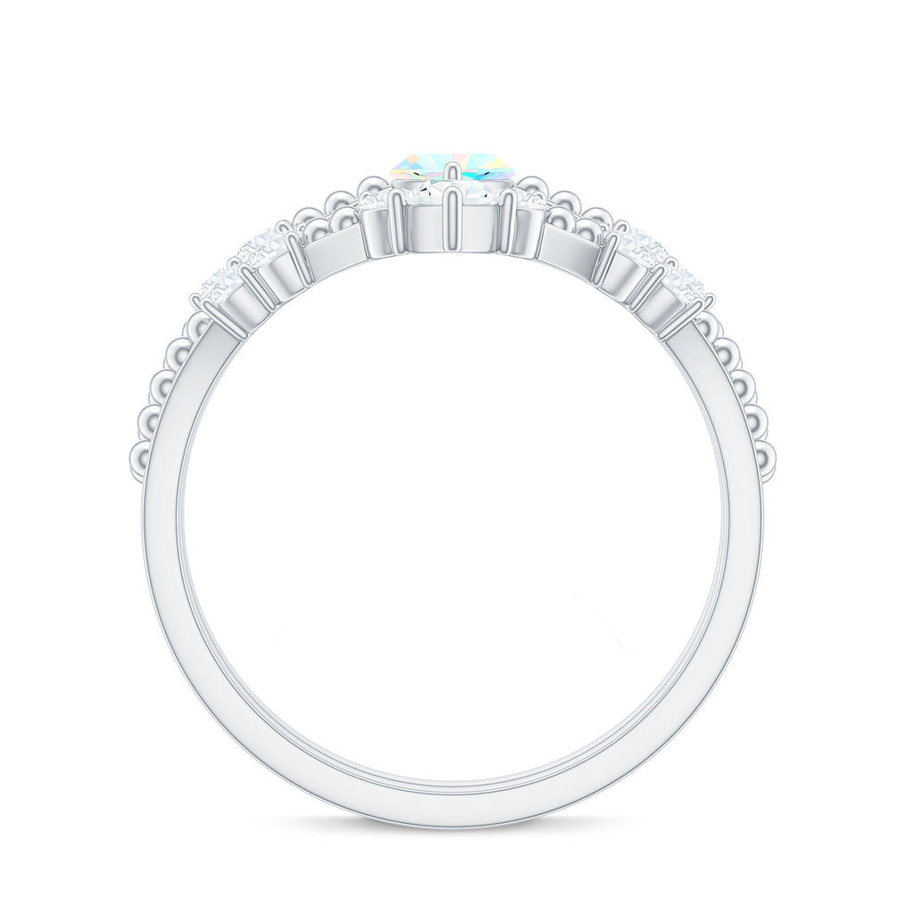 Certified Real Ethiopian Opal Marquise Engagement Wedding Ring Set of 2