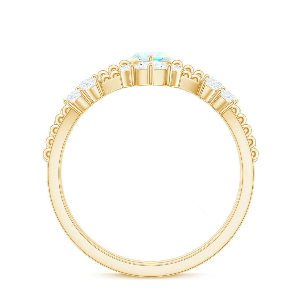Certified Real Ethiopian Opal Marquise Engagement Wedding Ring Set of 2
