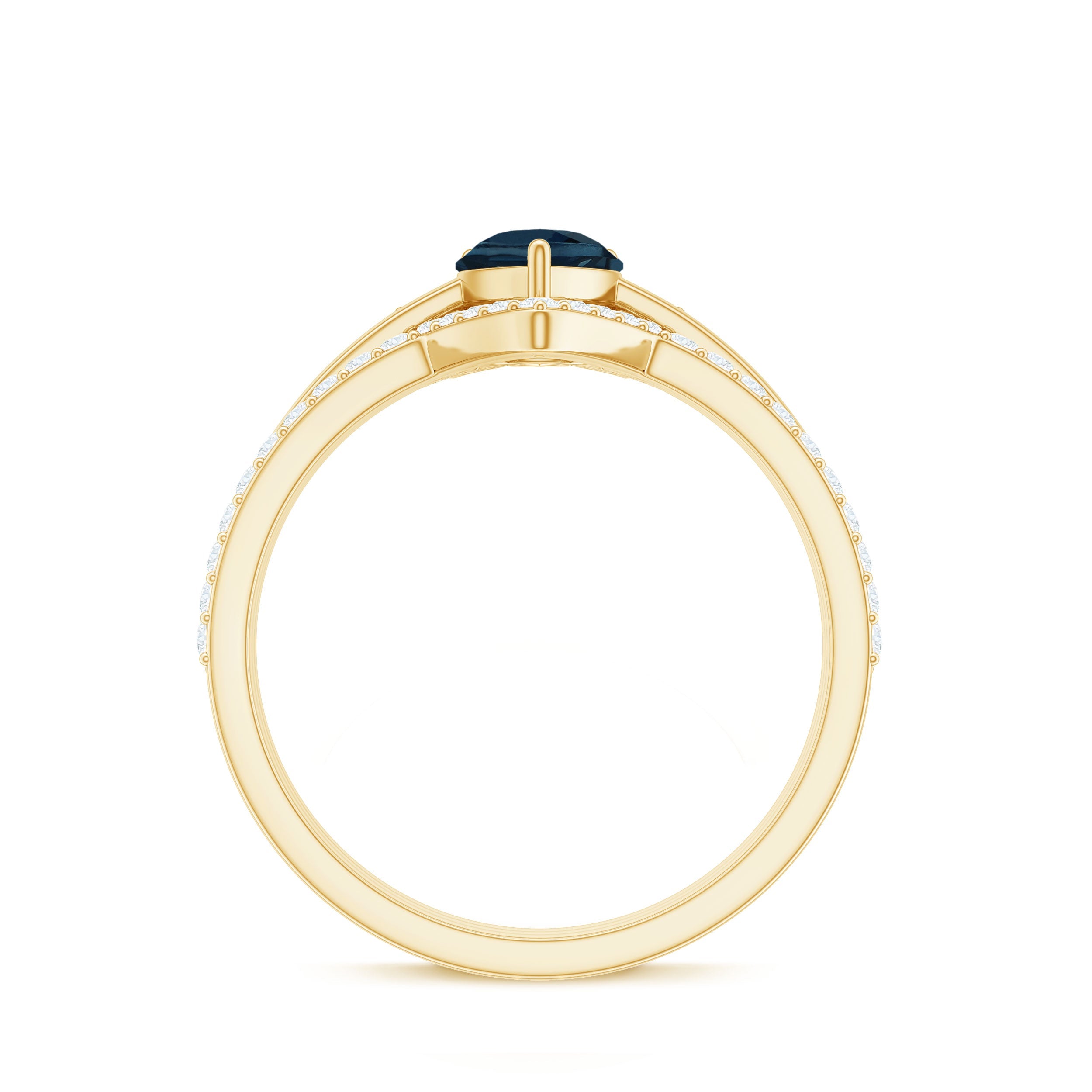 Pear Shape London Blue Topaz and Diamond Trio Ring Set