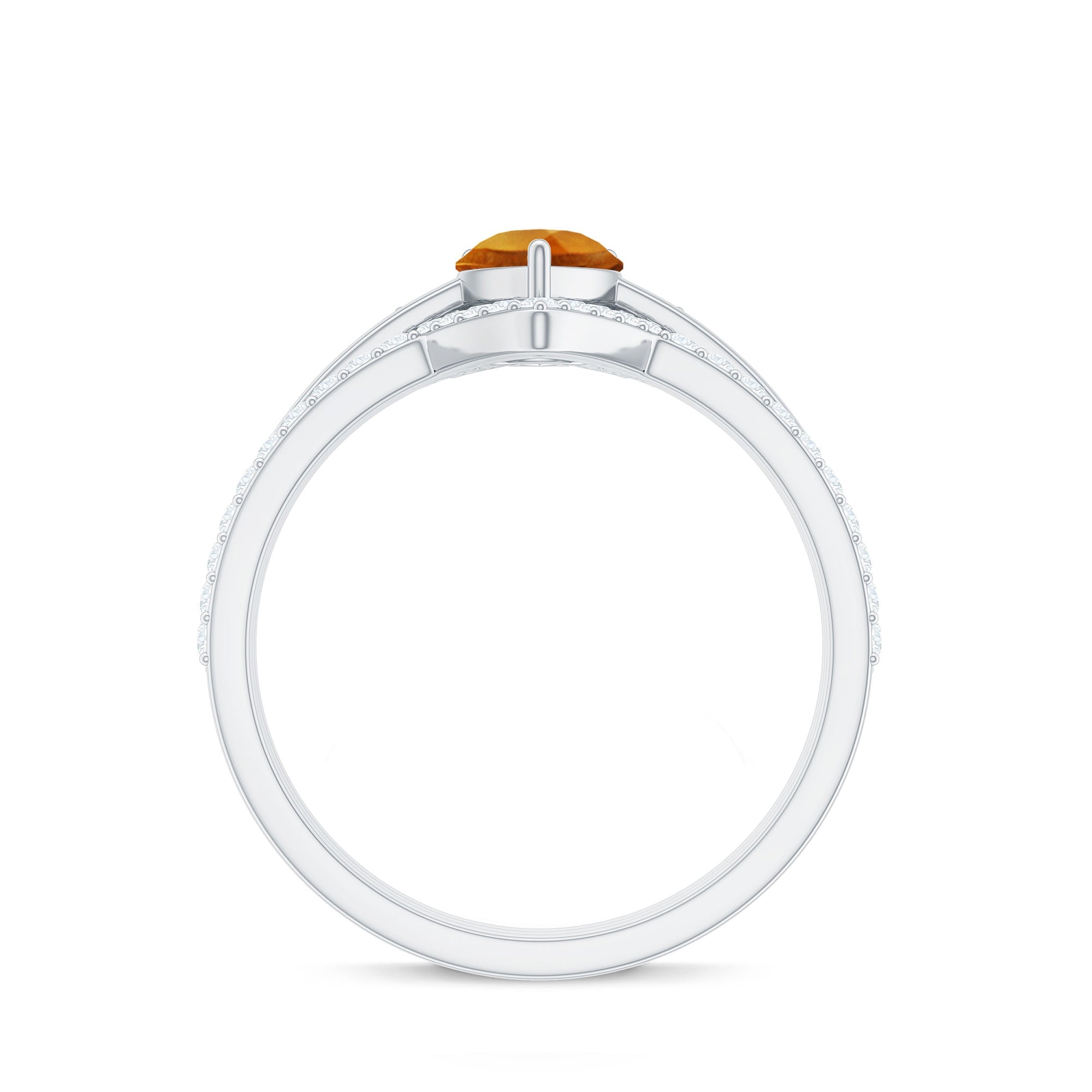Natural Pear Shape Citrine Wedding Bridal Ring Set of 3 with Certificate