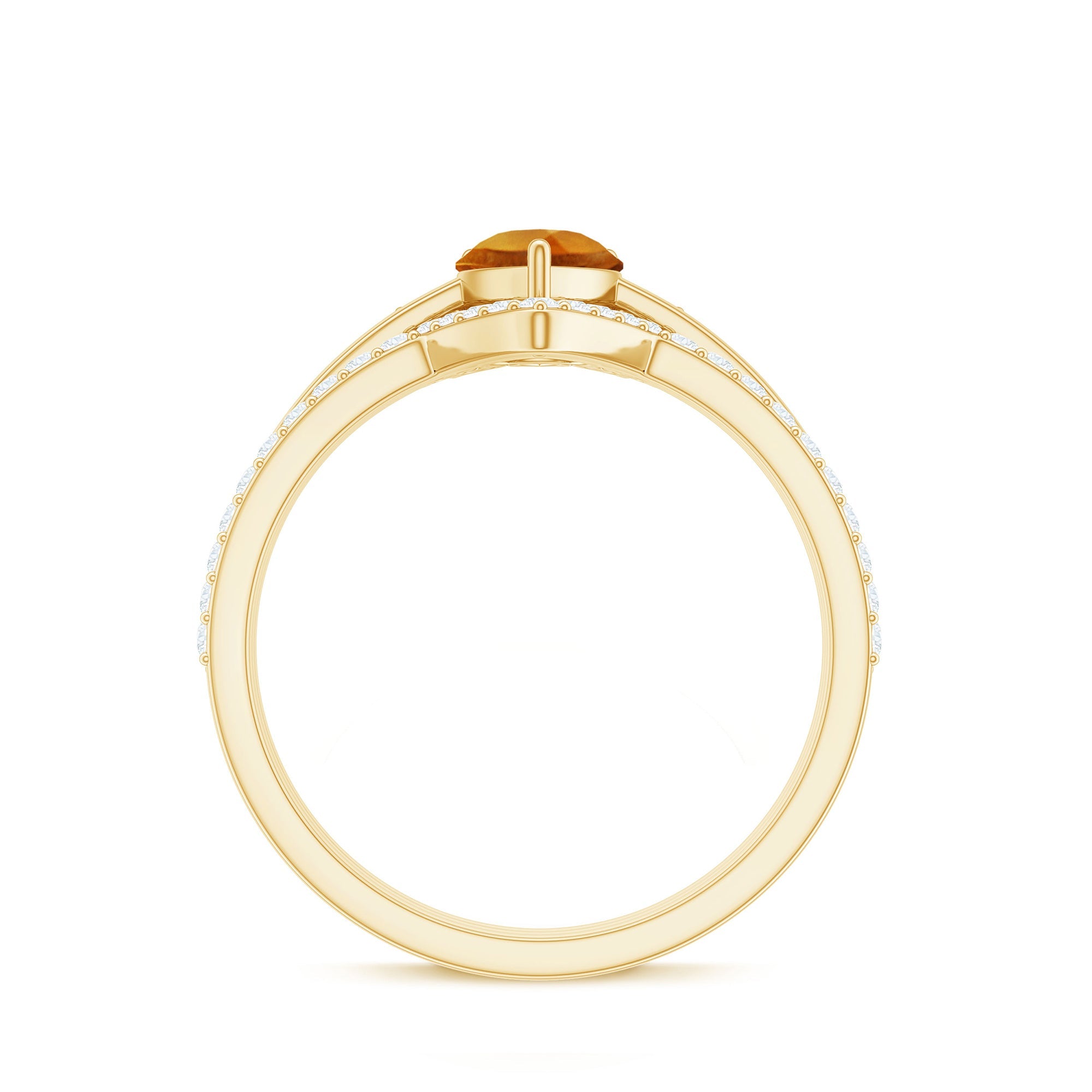 Natural Pear Shape Citrine Wedding Bridal Ring Set of 3 with Certificate