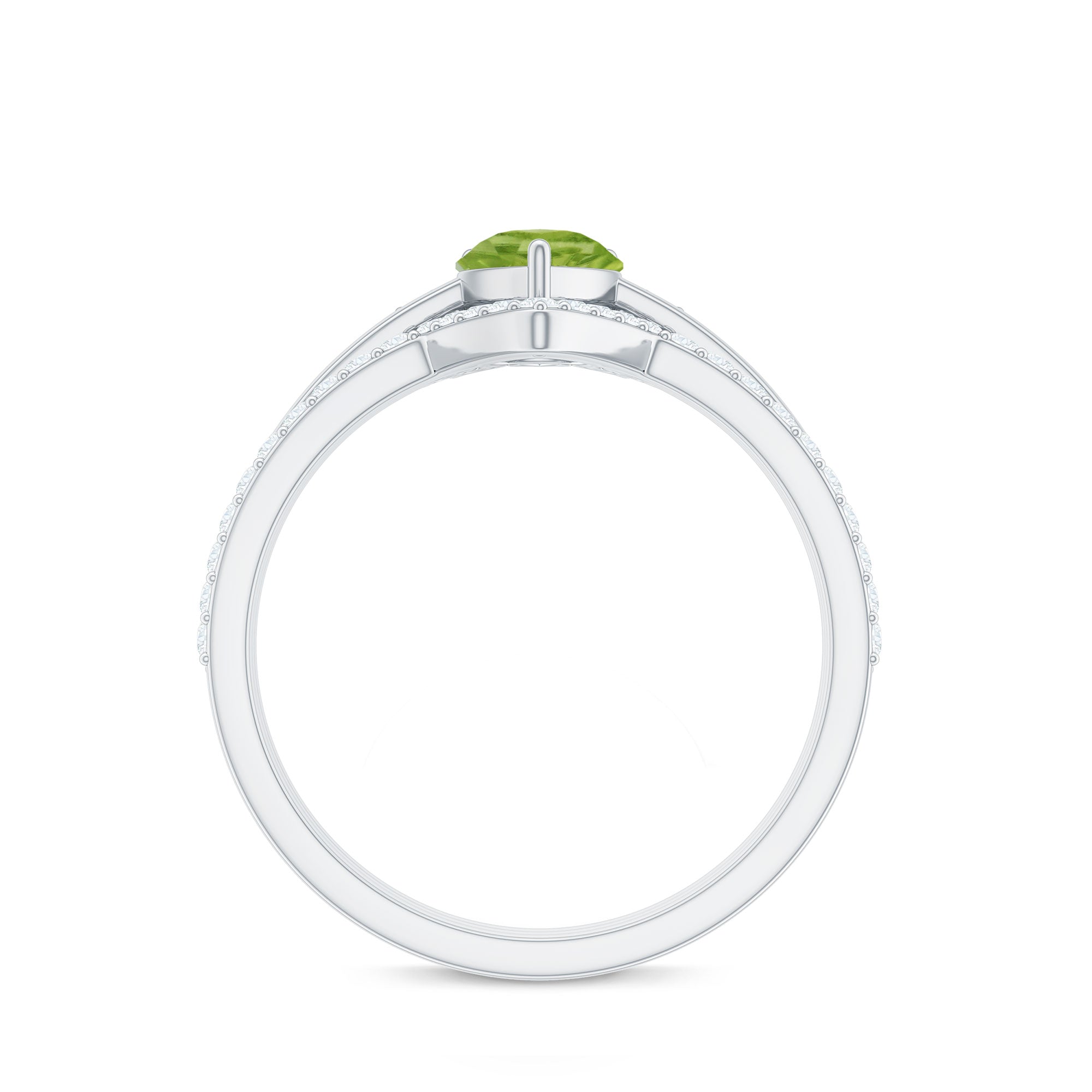Certified Real 1 Carat Peridot Trio Wedding Ring Set with Moissanite