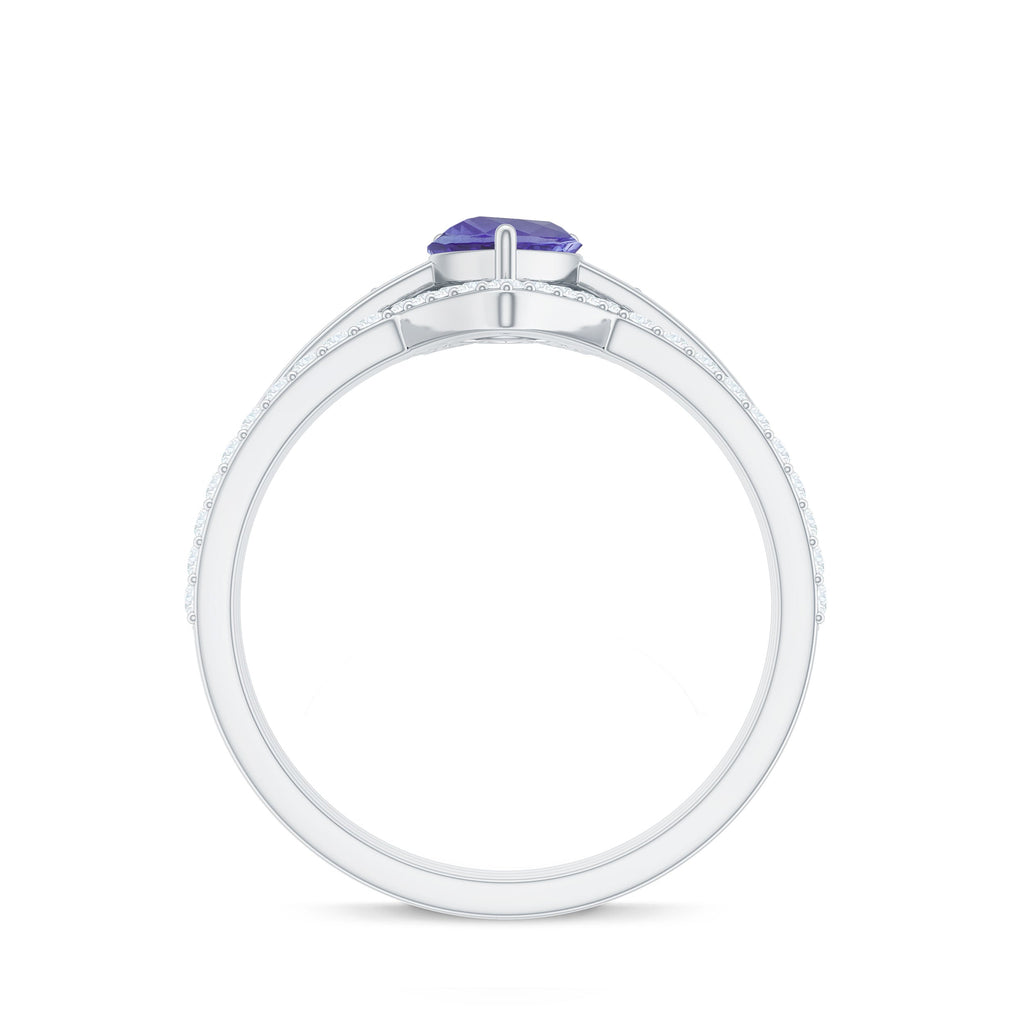 Natural Tanzanite Diamond 3 Piece Wedding Ring Set
