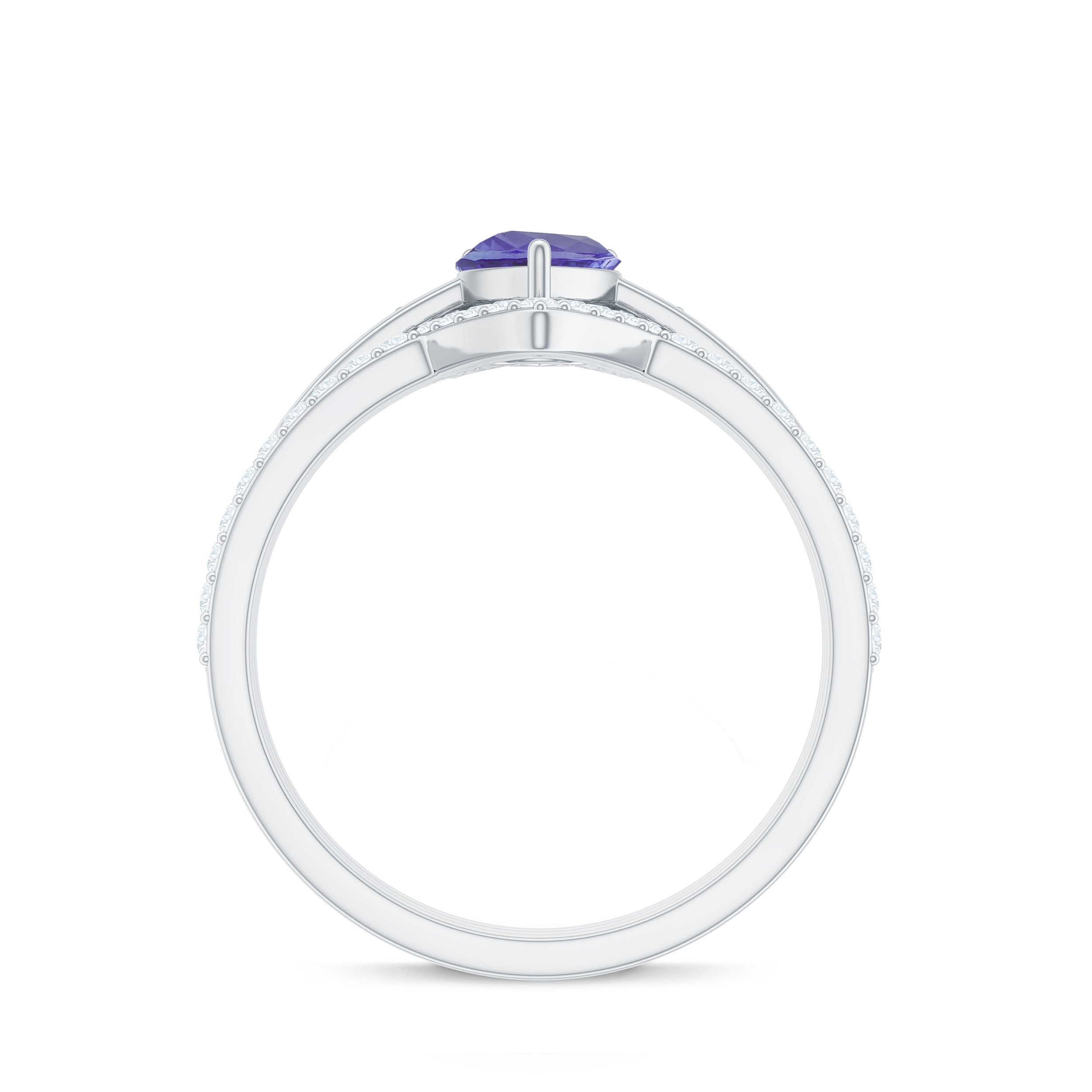 Natural Tanzanite Diamond 3 Piece Wedding Ring Set
