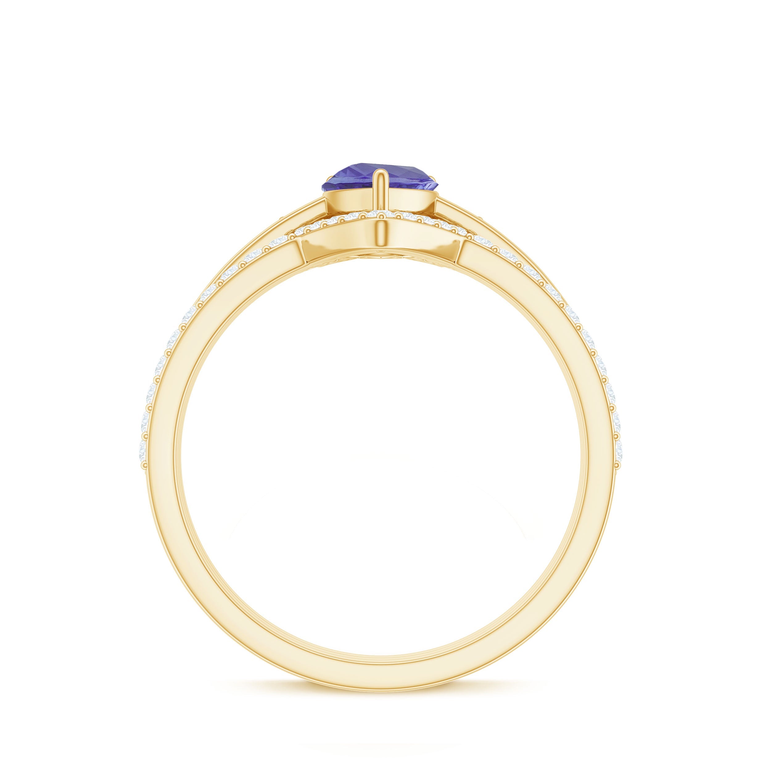 Natural Tanzanite Diamond 3 Piece Wedding Ring Set