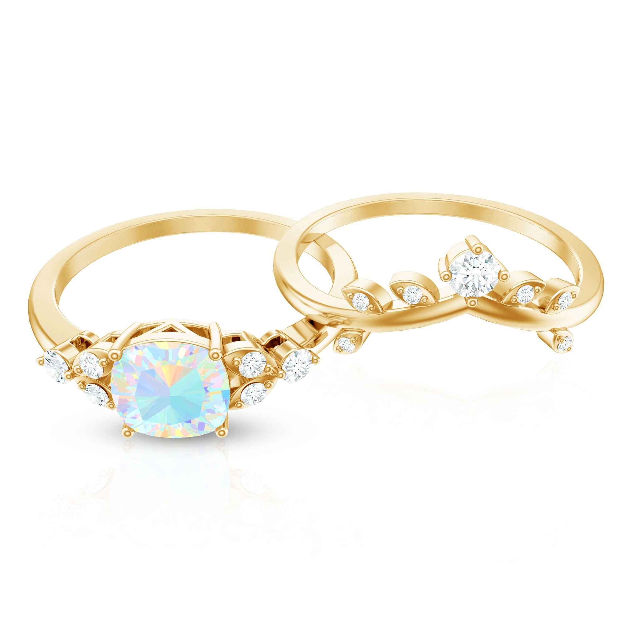 Genuine Ethiopian Opal Engagement Ring with Diamond Enhancer