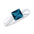 6mm Princess Cut London Blue Topaz Solitaire Engagement Ring with Certificate