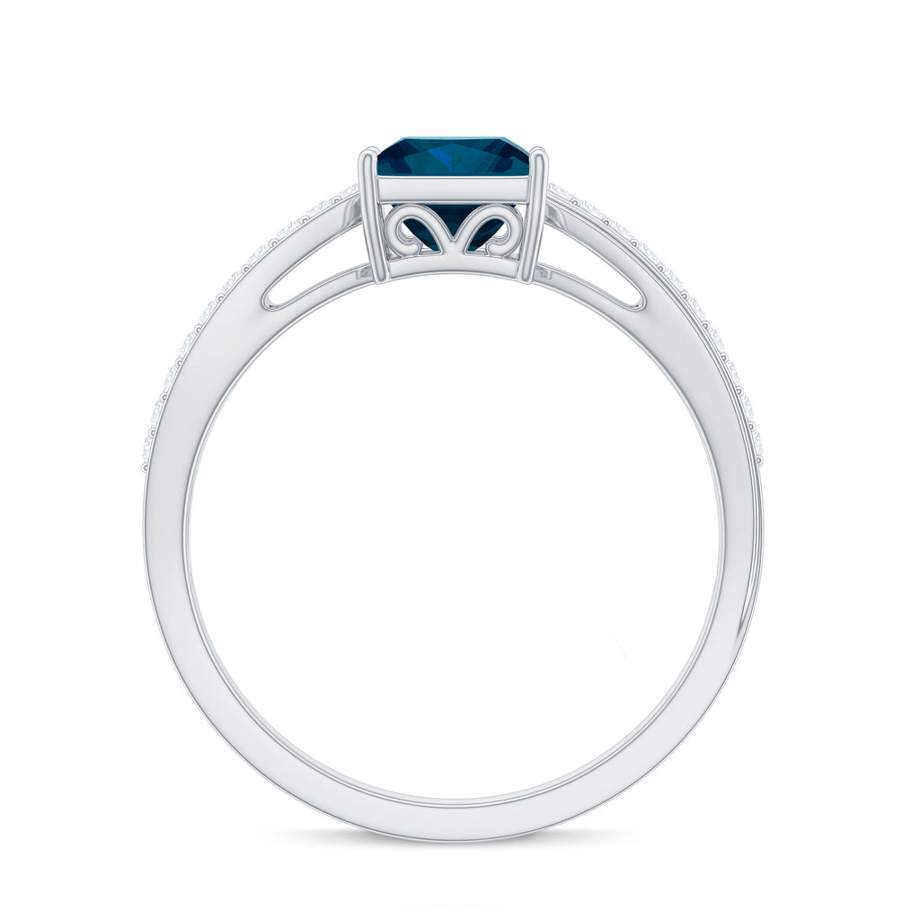 6mm Princess Cut London Blue Topaz Solitaire Engagement Ring with Certificate