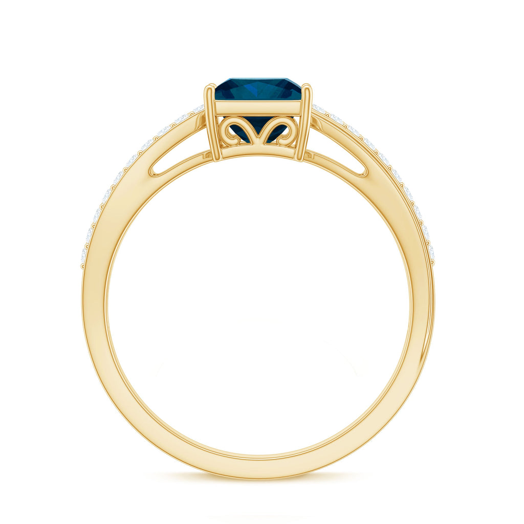 6mm Princess Cut London Blue Topaz Solitaire Engagement Ring with Certificate