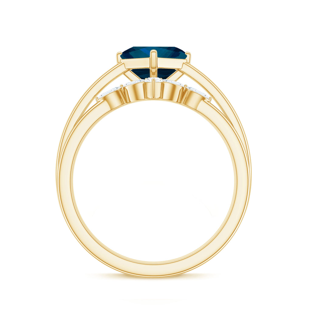 Princess Cut London Blue Topaz Designer Wedding Ring Set for Women