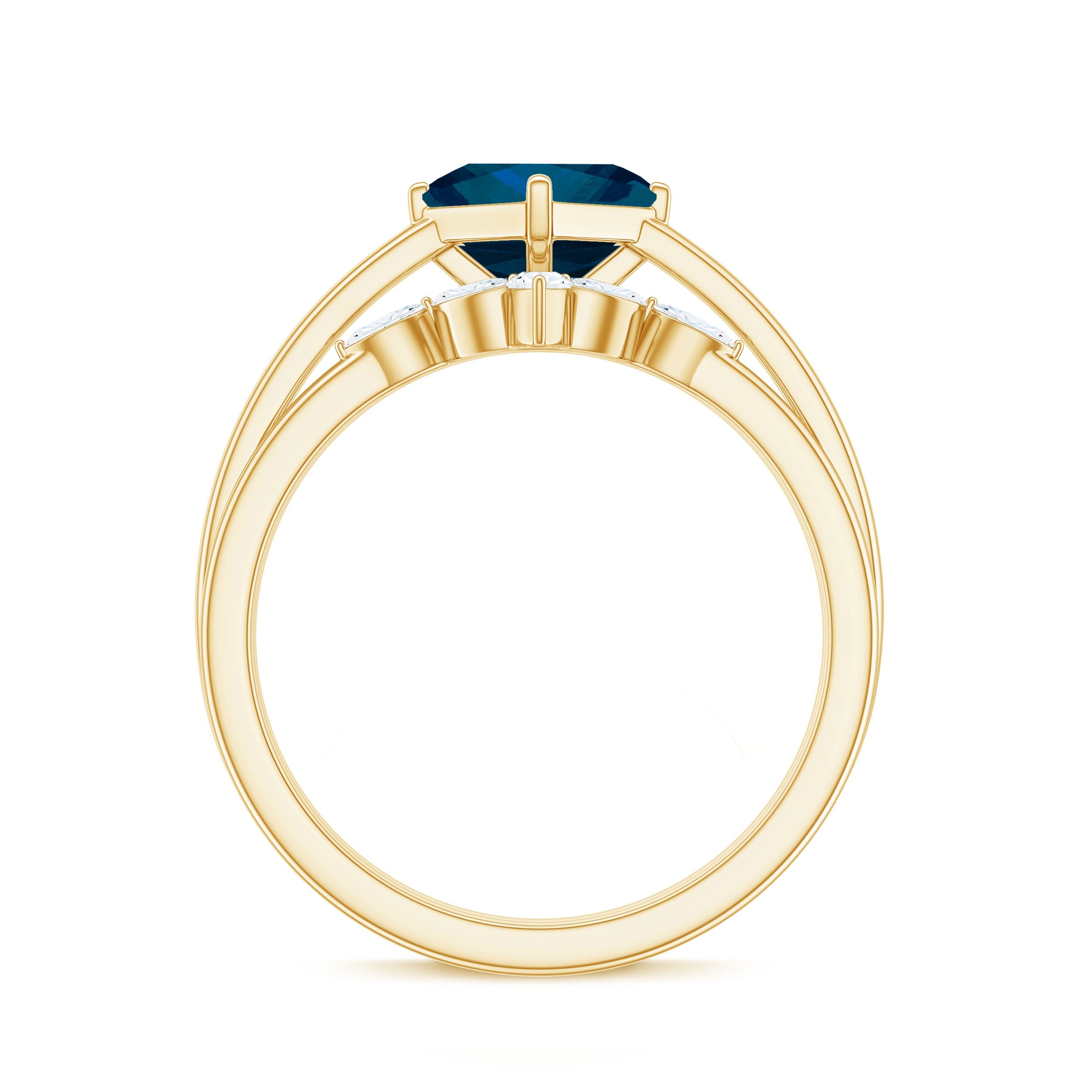 Princess Cut London Blue Topaz Designer Wedding Ring Set for Women