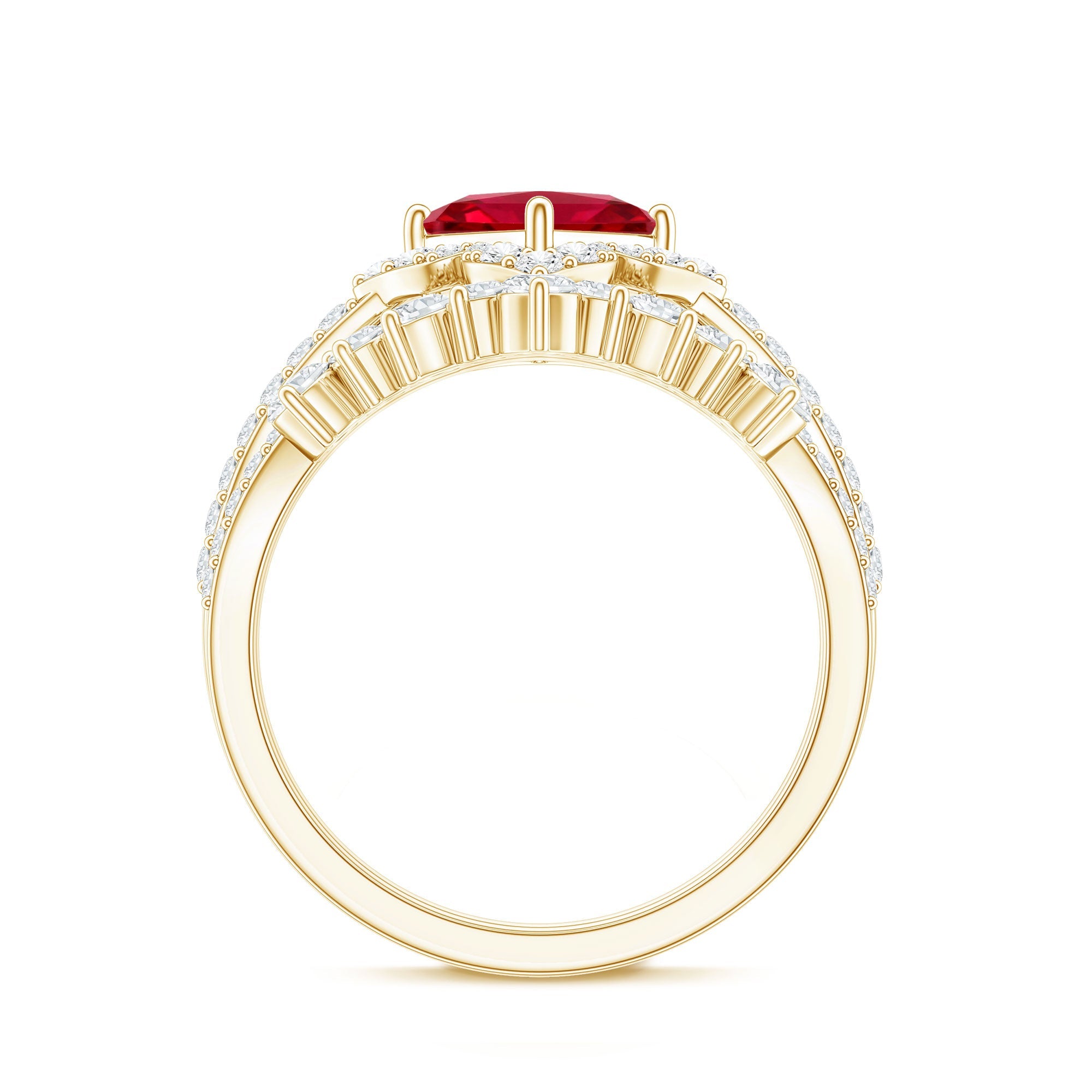 3.25 CT Designer Created Ruby and Moissanite Wedding Ring Set