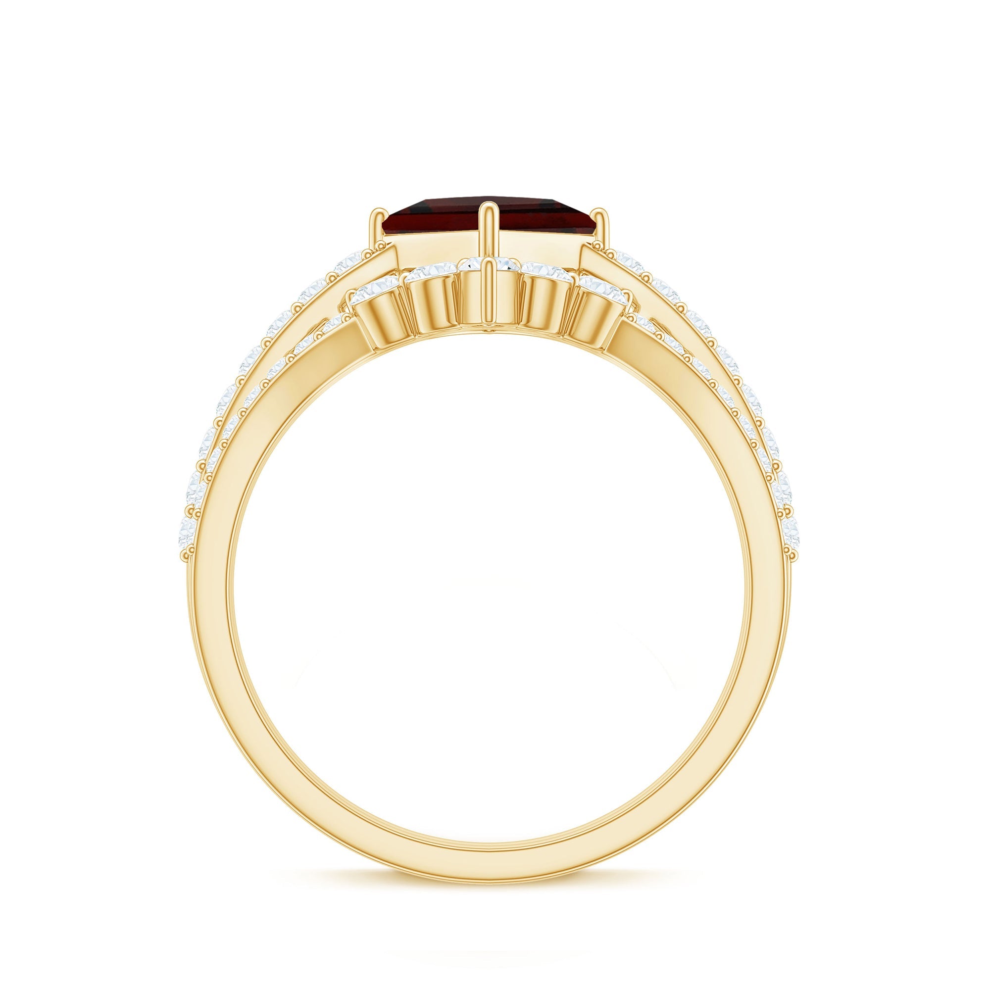 Natural Princess Cut Garnet Diamond Wedding Bridal Ring Set