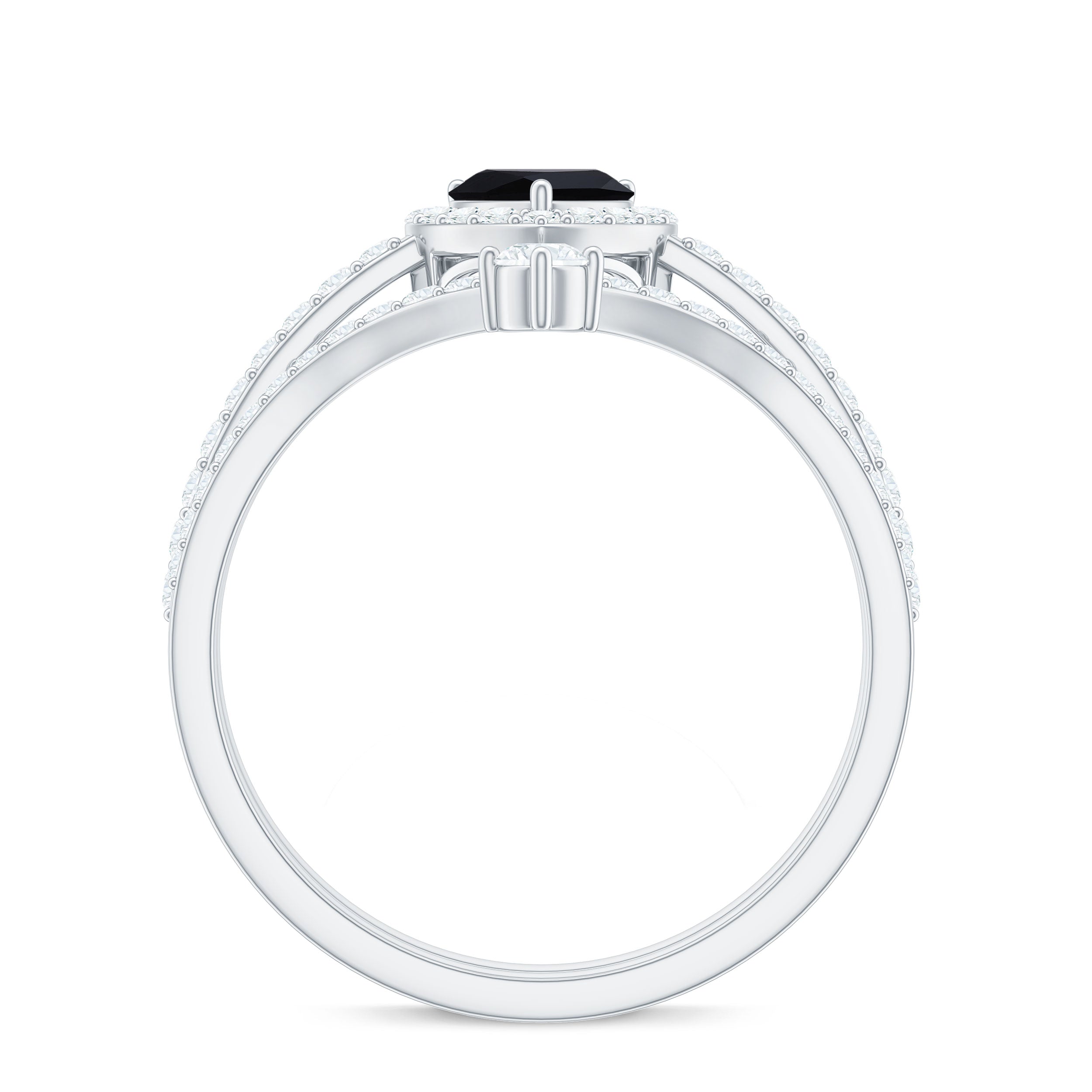 Created Black Diamond Heart Engagement Ring Set with Diamond