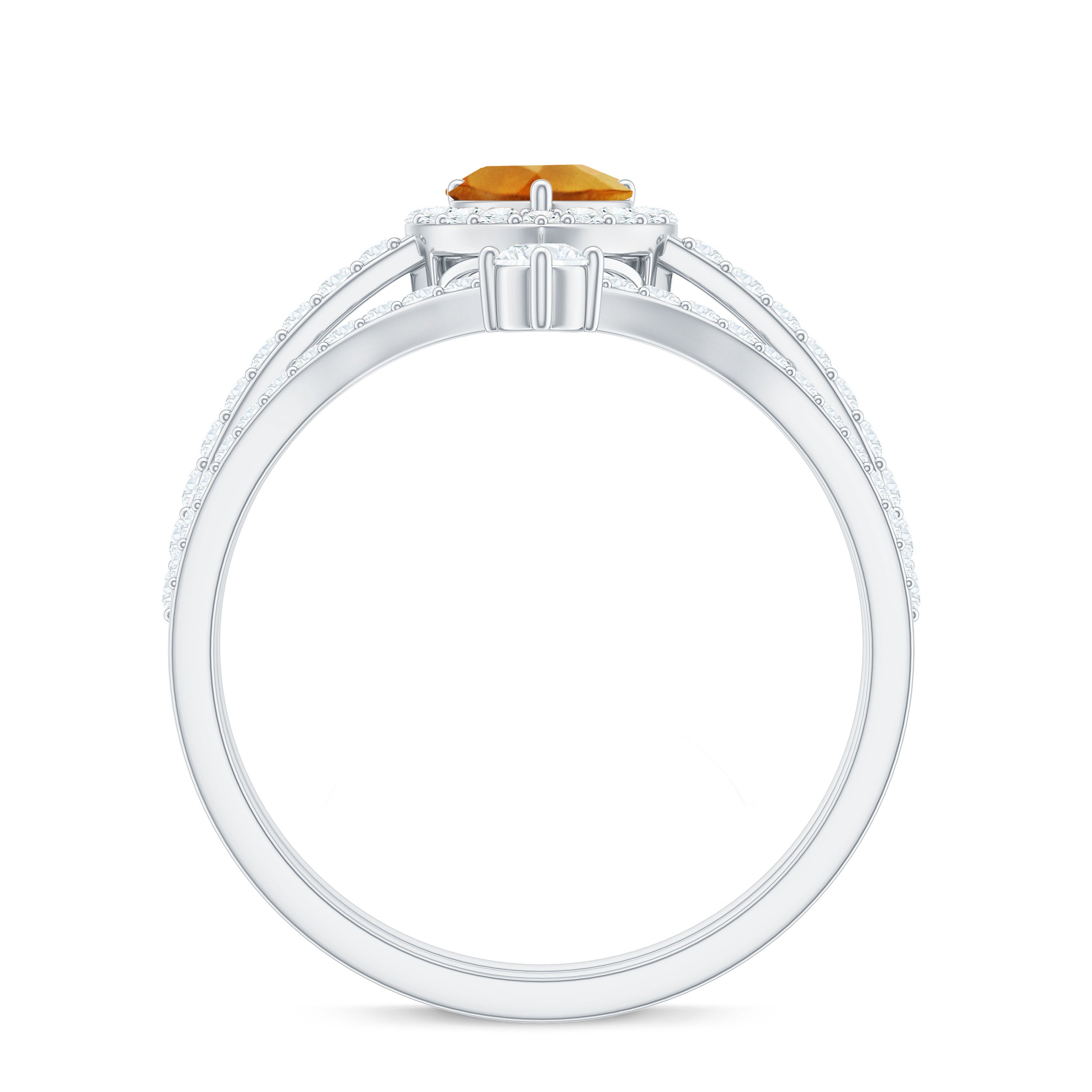 Certified Real Citrine Heart Shape Engagement Ring with Diamond Enhancer