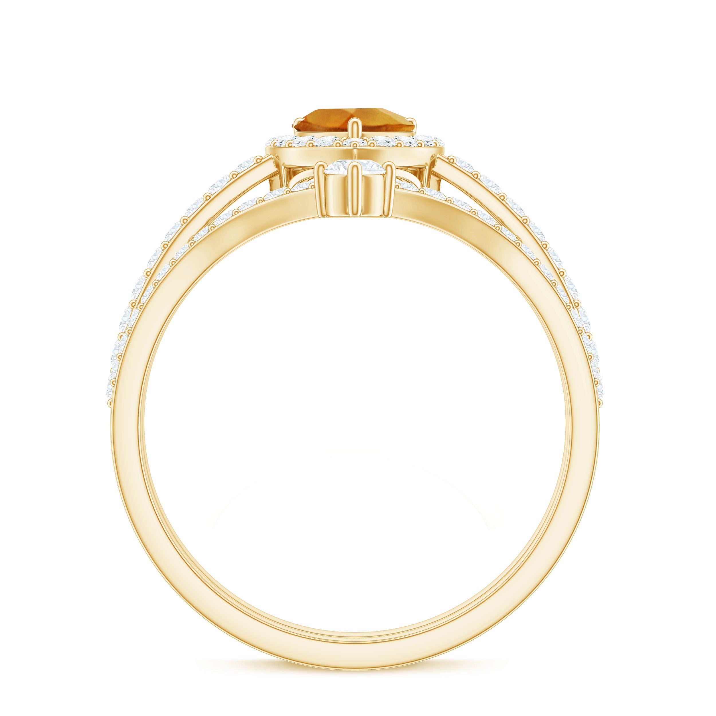 Certified Real Citrine Heart Shape Engagement Ring with Diamond Enhancer
