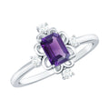 Vintage Inspired 1.4 Carat Amethyst Emerald Cut Engagement Ring with Diamond