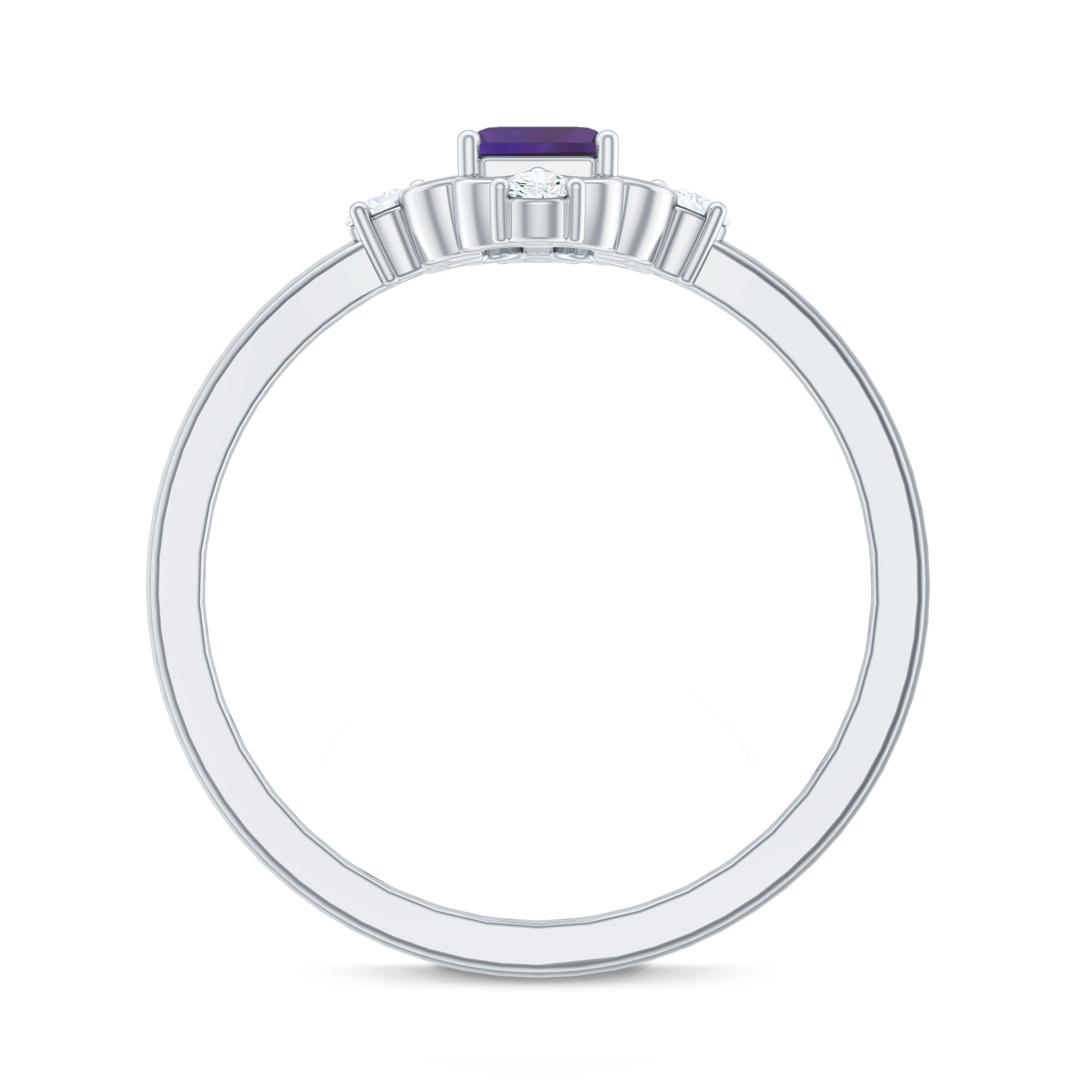 Vintage Inspired 1.4 Carat Amethyst Emerald Cut Engagement Ring with Diamond