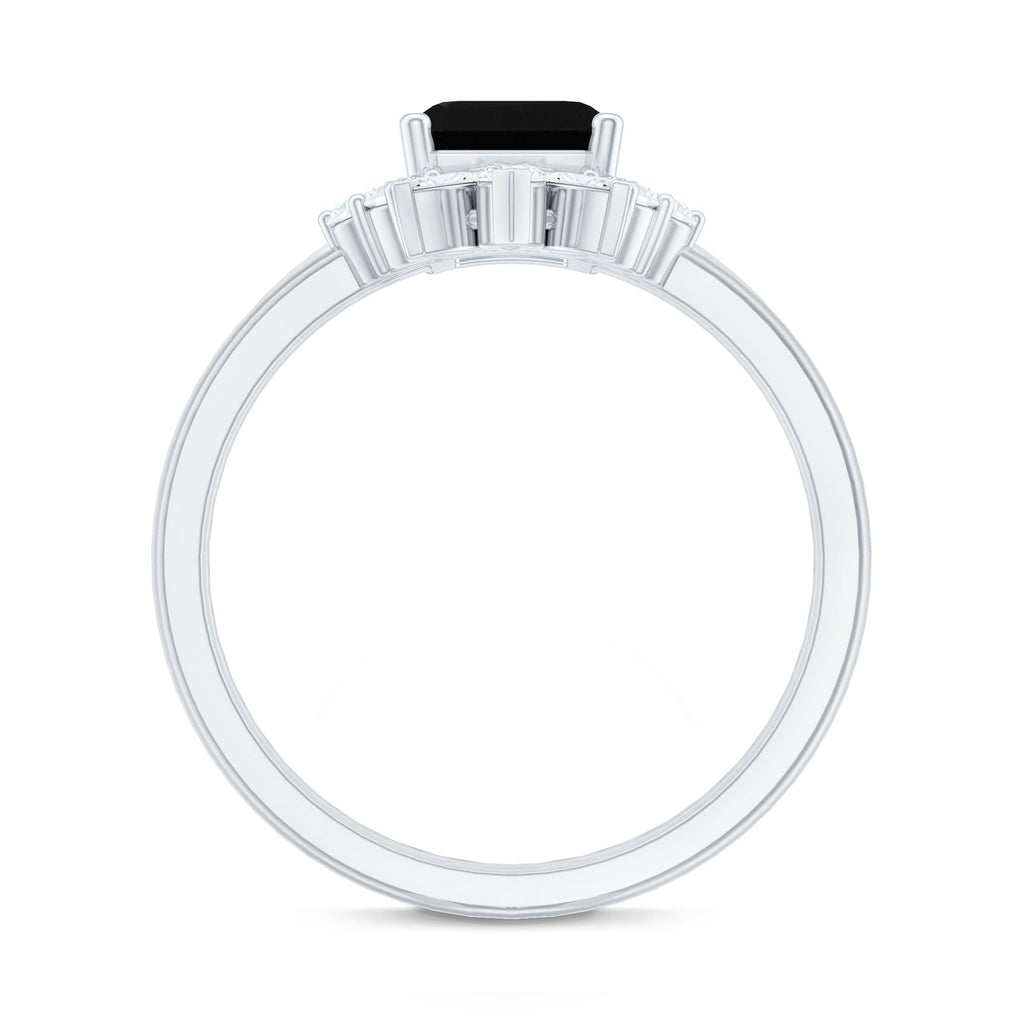 Lab Created Black Diamond Solitaire Wedding Ring Set with Diamond