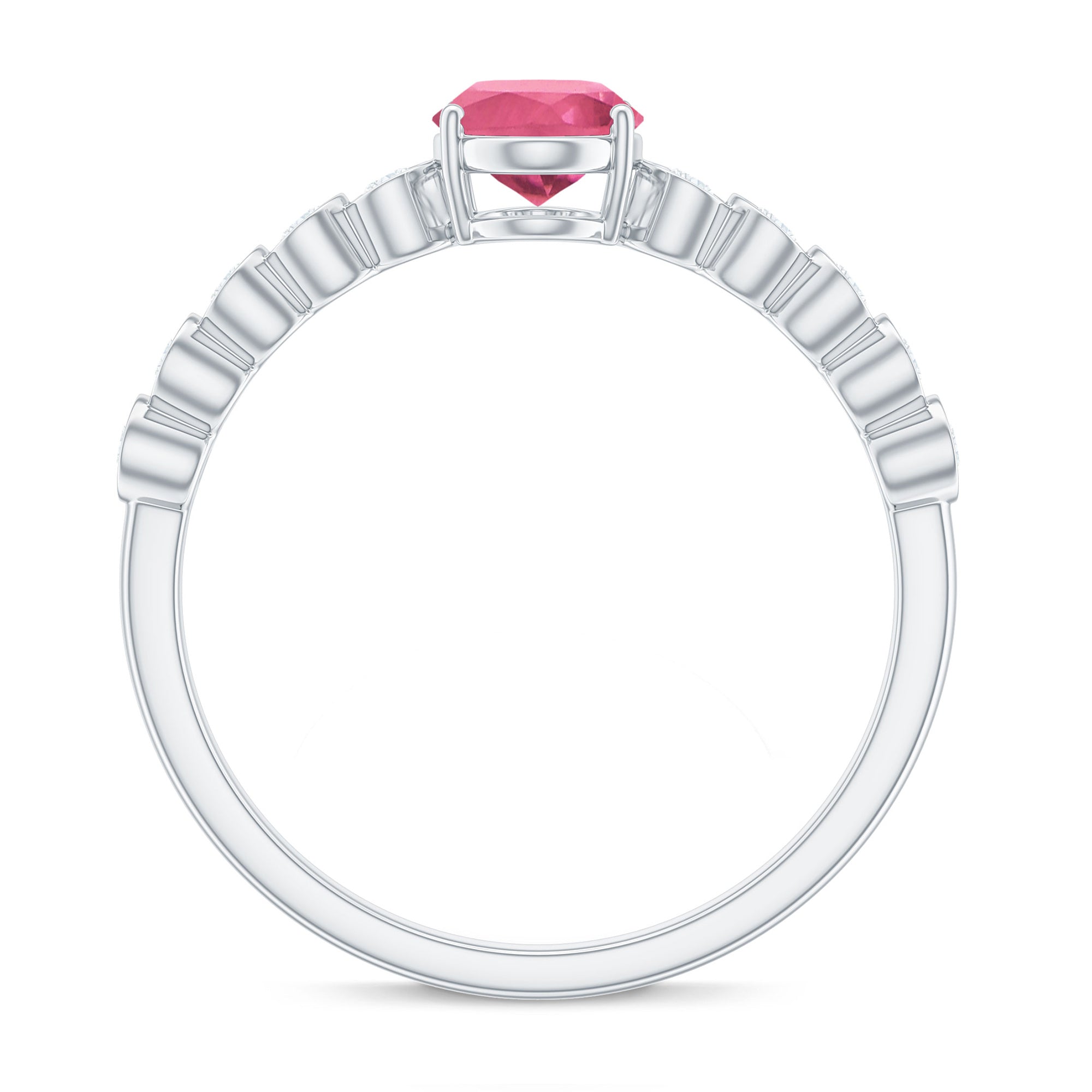 1.5 CT Oval Pink Tourmaline Solitaire Engagement Ring with Diamond