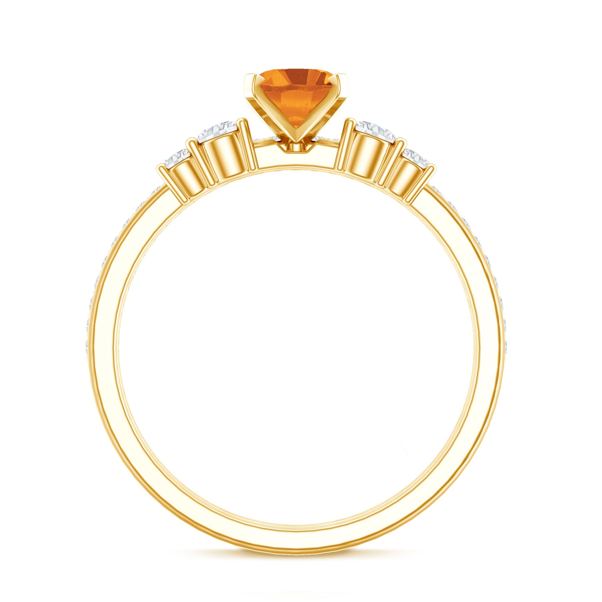 Natural Oval Citrine Diamond Wedding Bridal Ring Set of 2