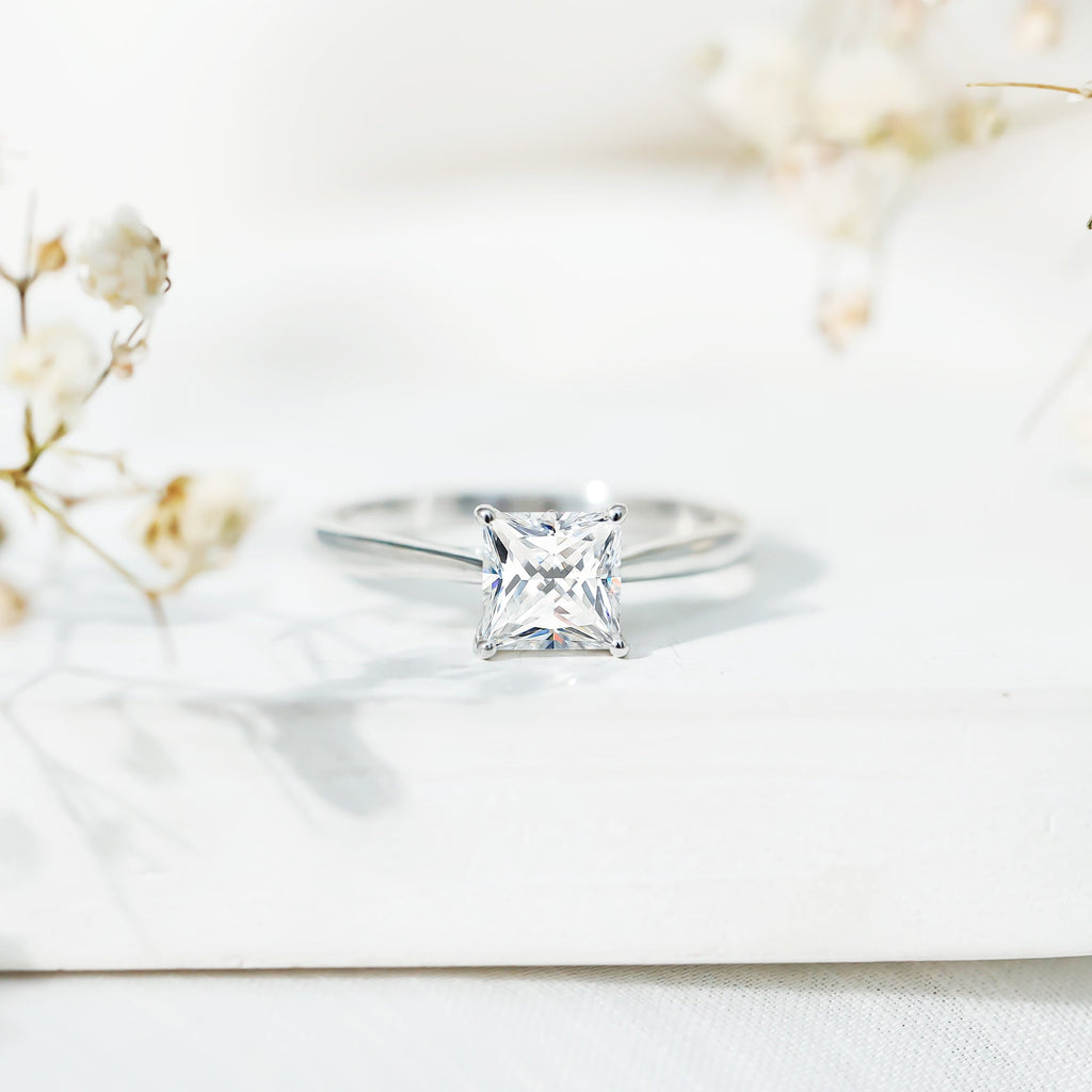 Princess Cut Moissanite Solitaire Engagement Ring