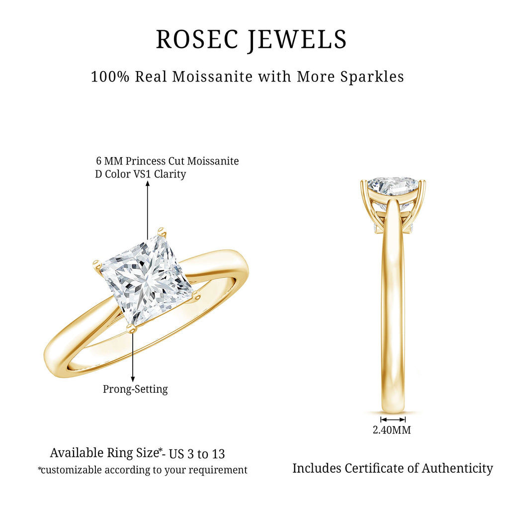 Princess Cut Moissanite Solitaire Engagement Ring