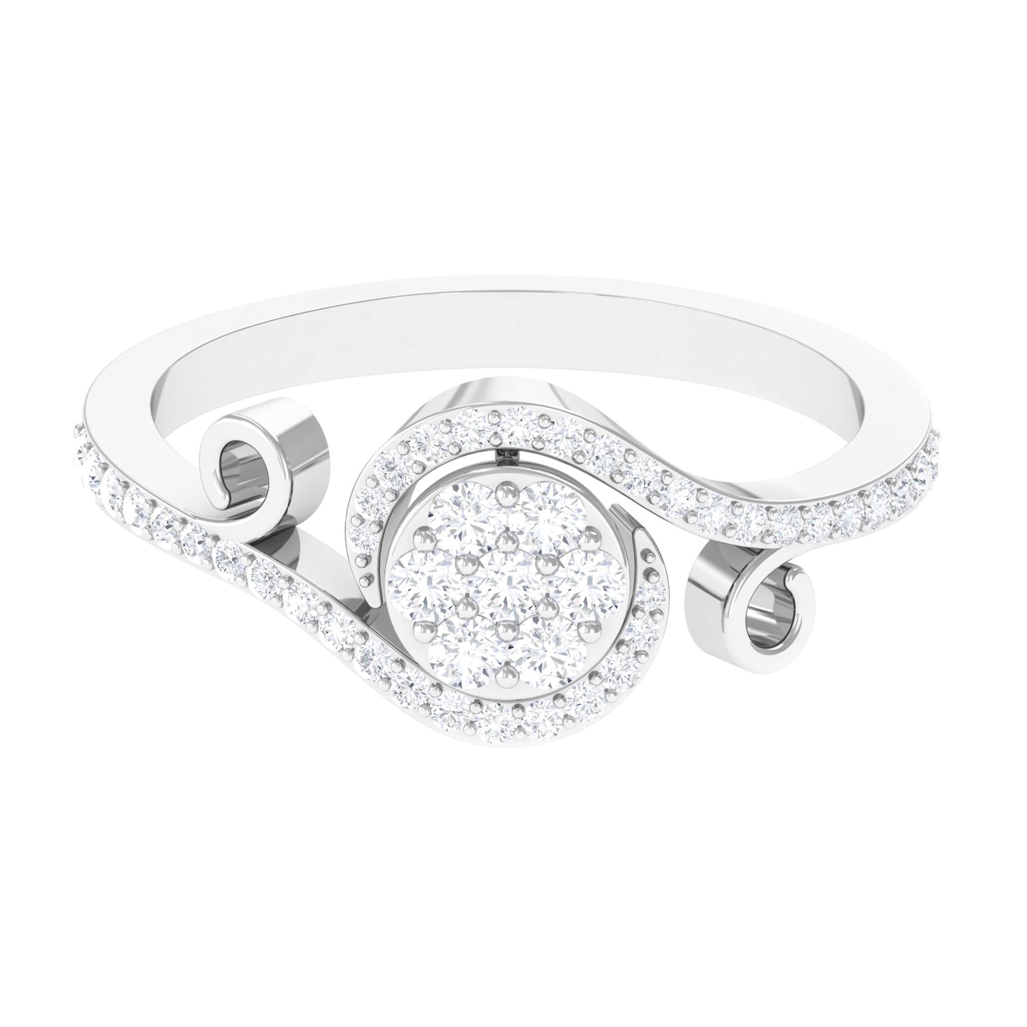 Designer Diamond Bypass Engagement Ring in Illusion Setting