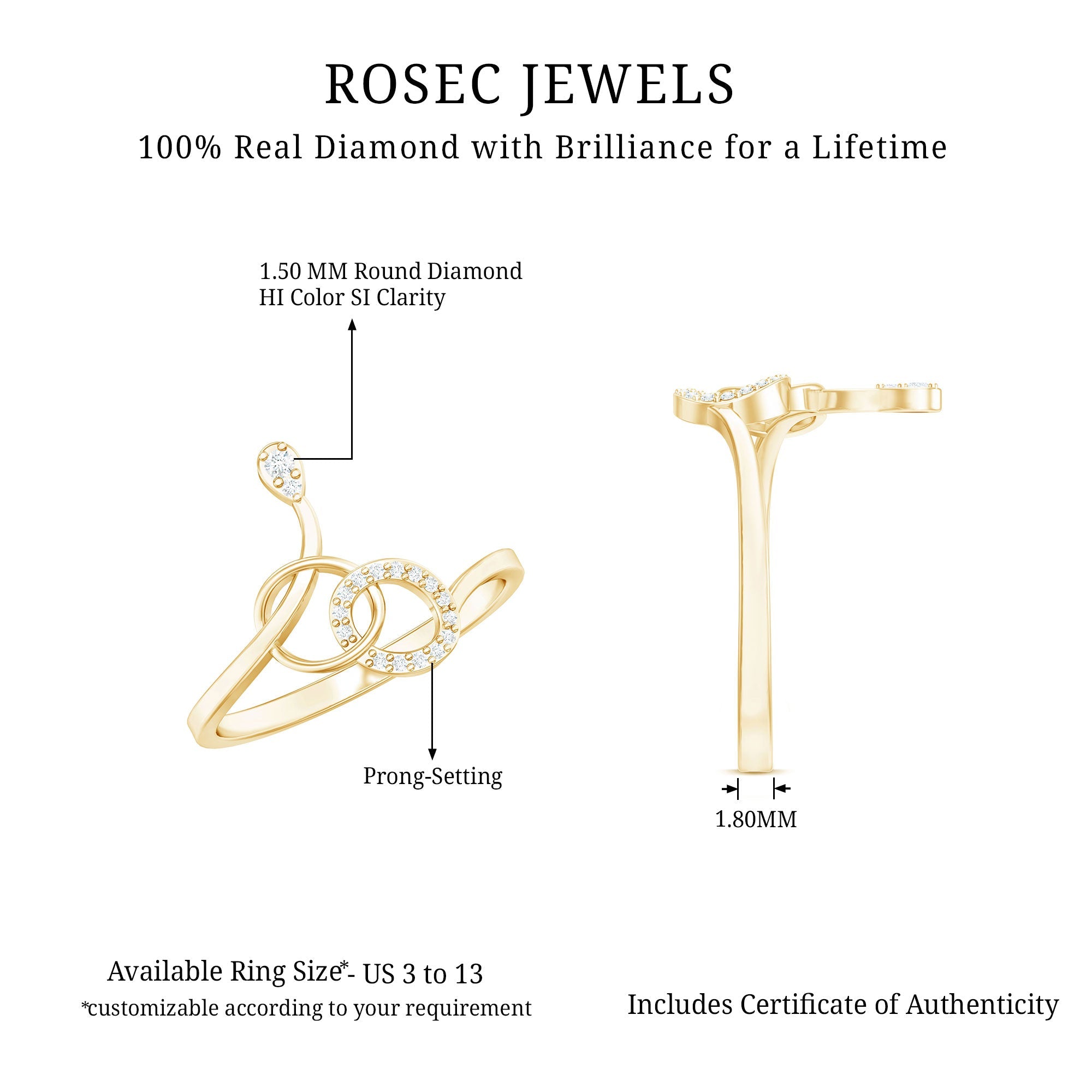 Natural Diamond Minimalist Promise Ring for Her