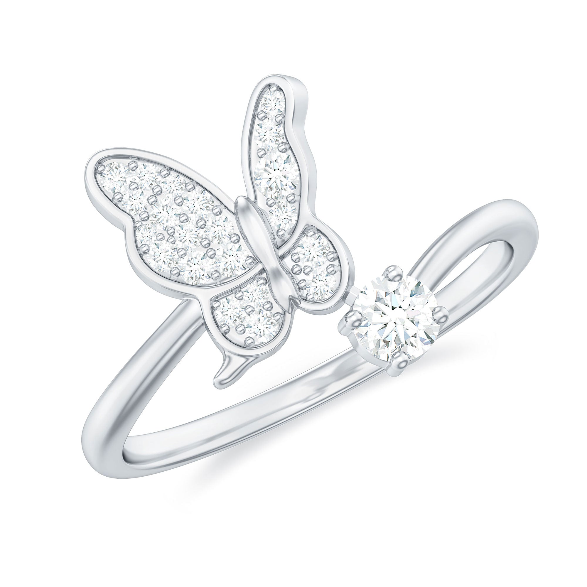 Natural Diamond Butterfly Ring with Certificate