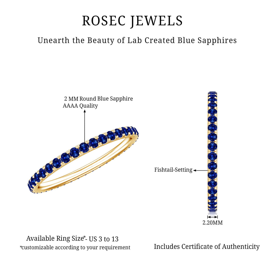 Certified Lab Grown Blue Sapphire Eternity Ring for Women