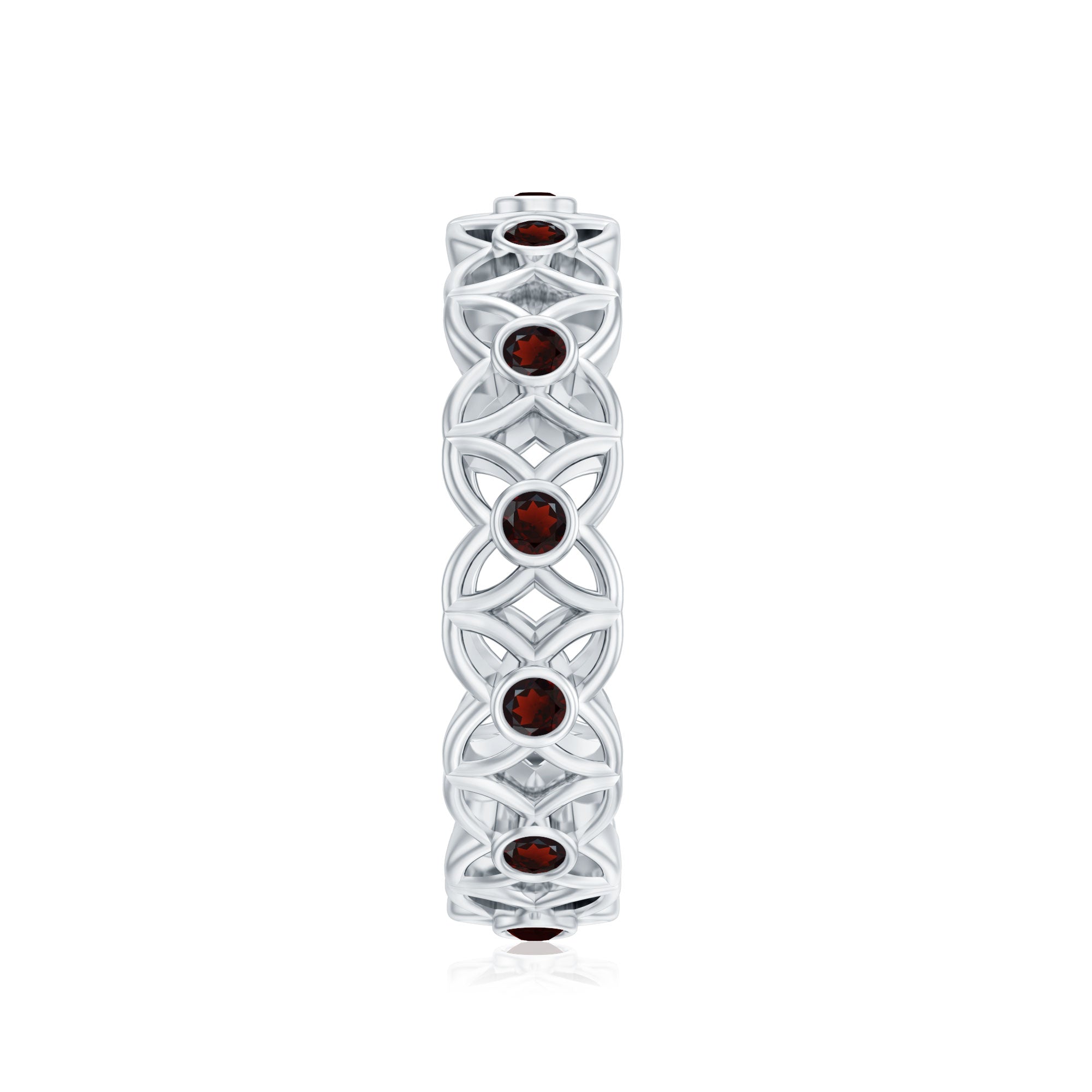 Certified Natural Garnet Flower Wedding Band
