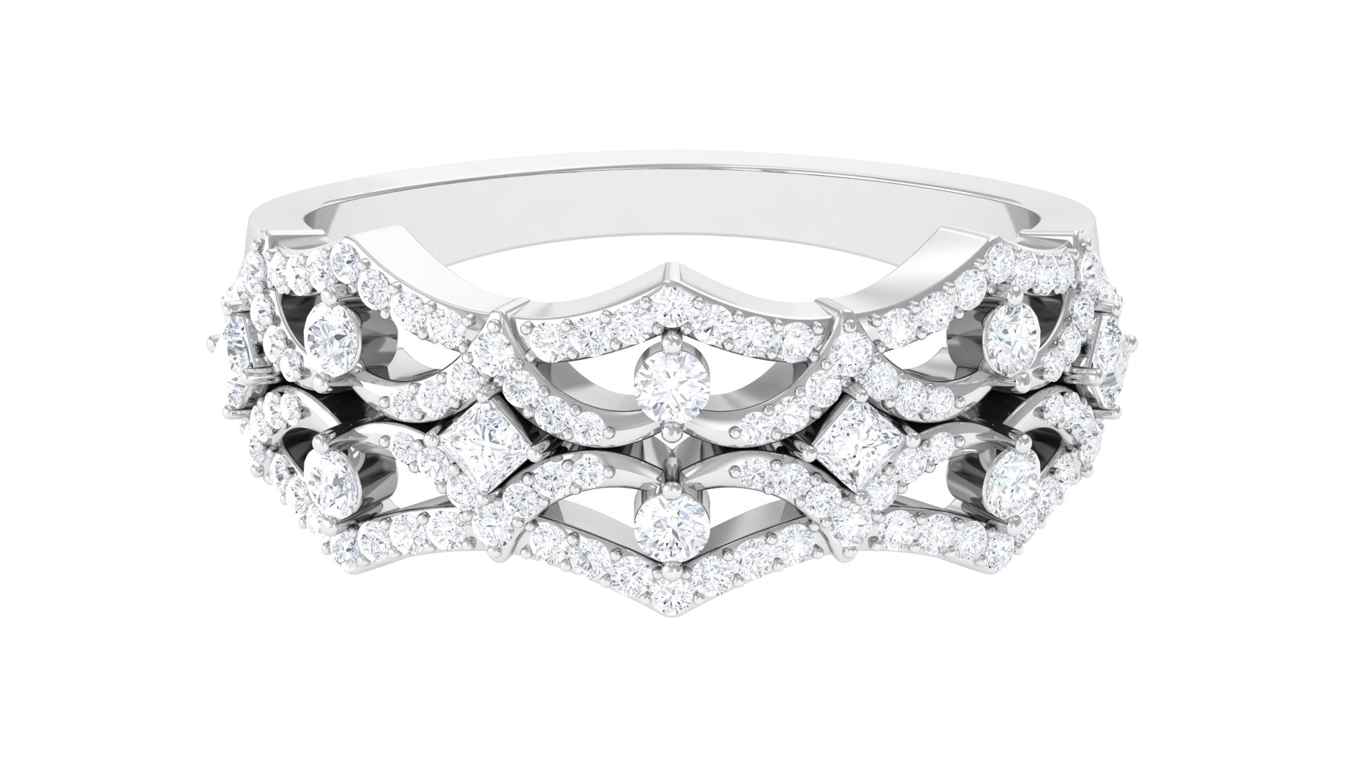 Art Deco Inspired Diamond Wedding Band for Women