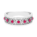 Vintage Inspired Ruby Half Eternity Anniversary Band Ring