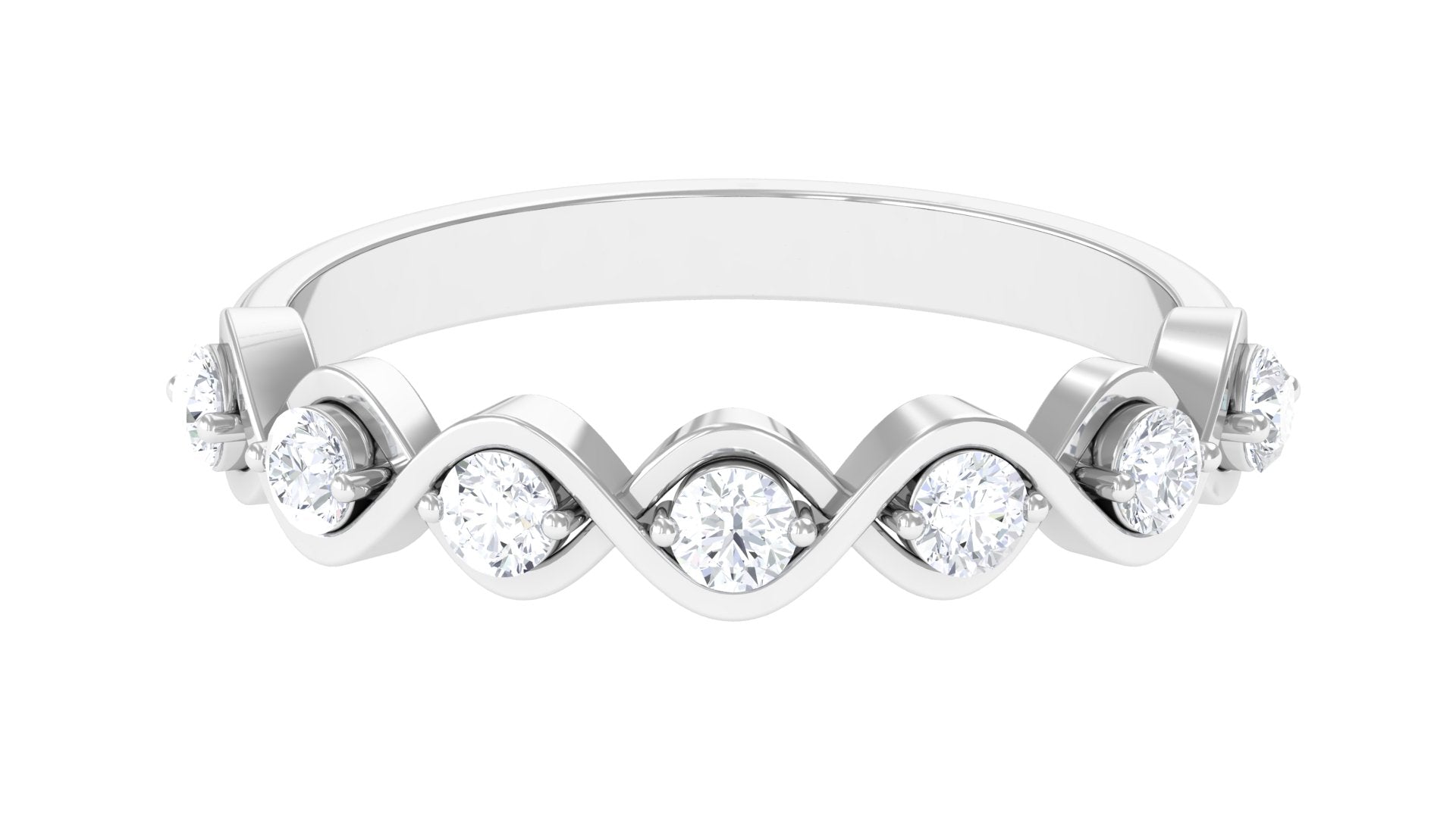 Certified Natural Diamond Half Eternity Ring with Infinity Knot