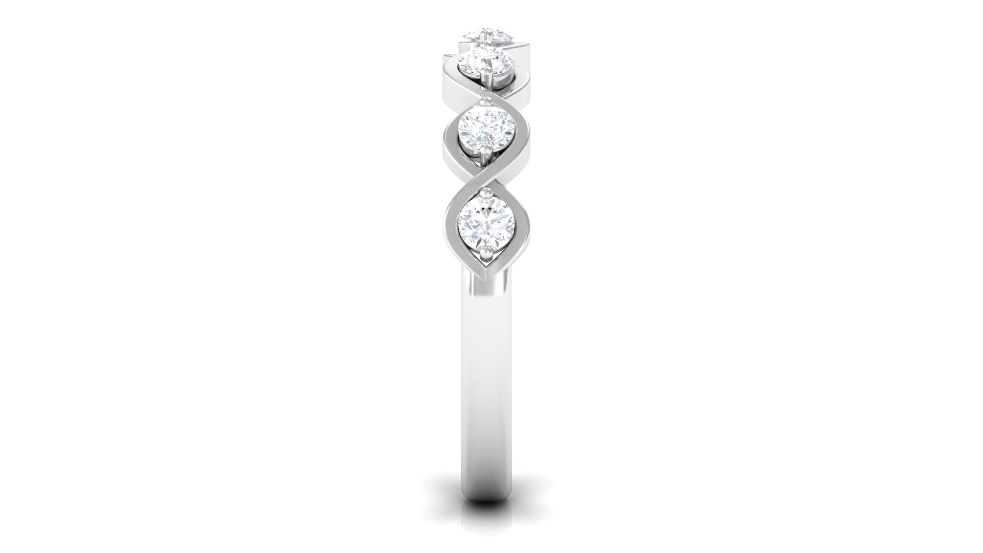 Certified Natural Diamond Half Eternity Ring with Infinity Knot